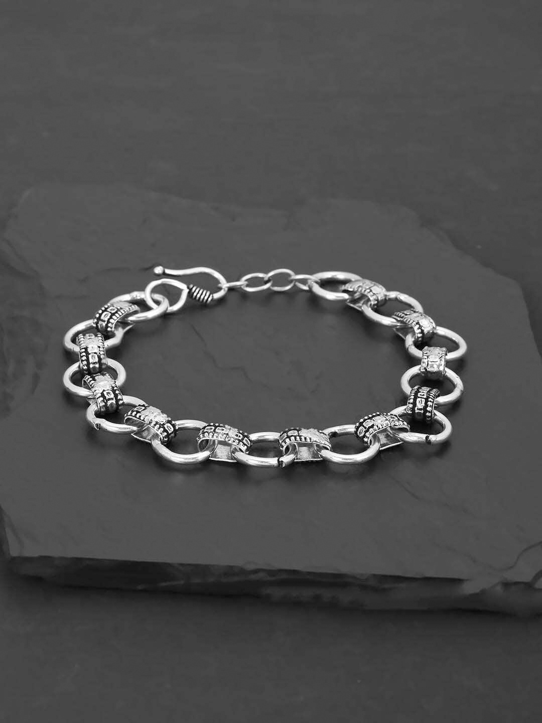 

Tistabene Men Silver-Toned & White Silver-Plated Link Bracelet
