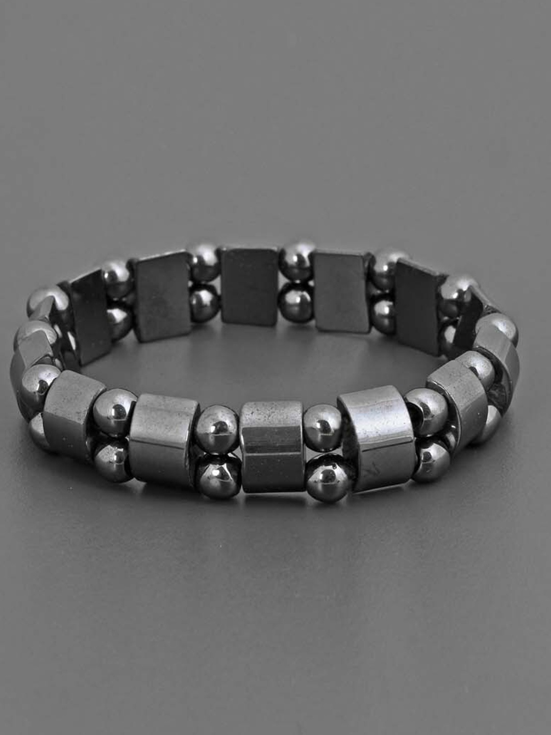 

Tistabene Men Black Metallic Streachable Bracelet