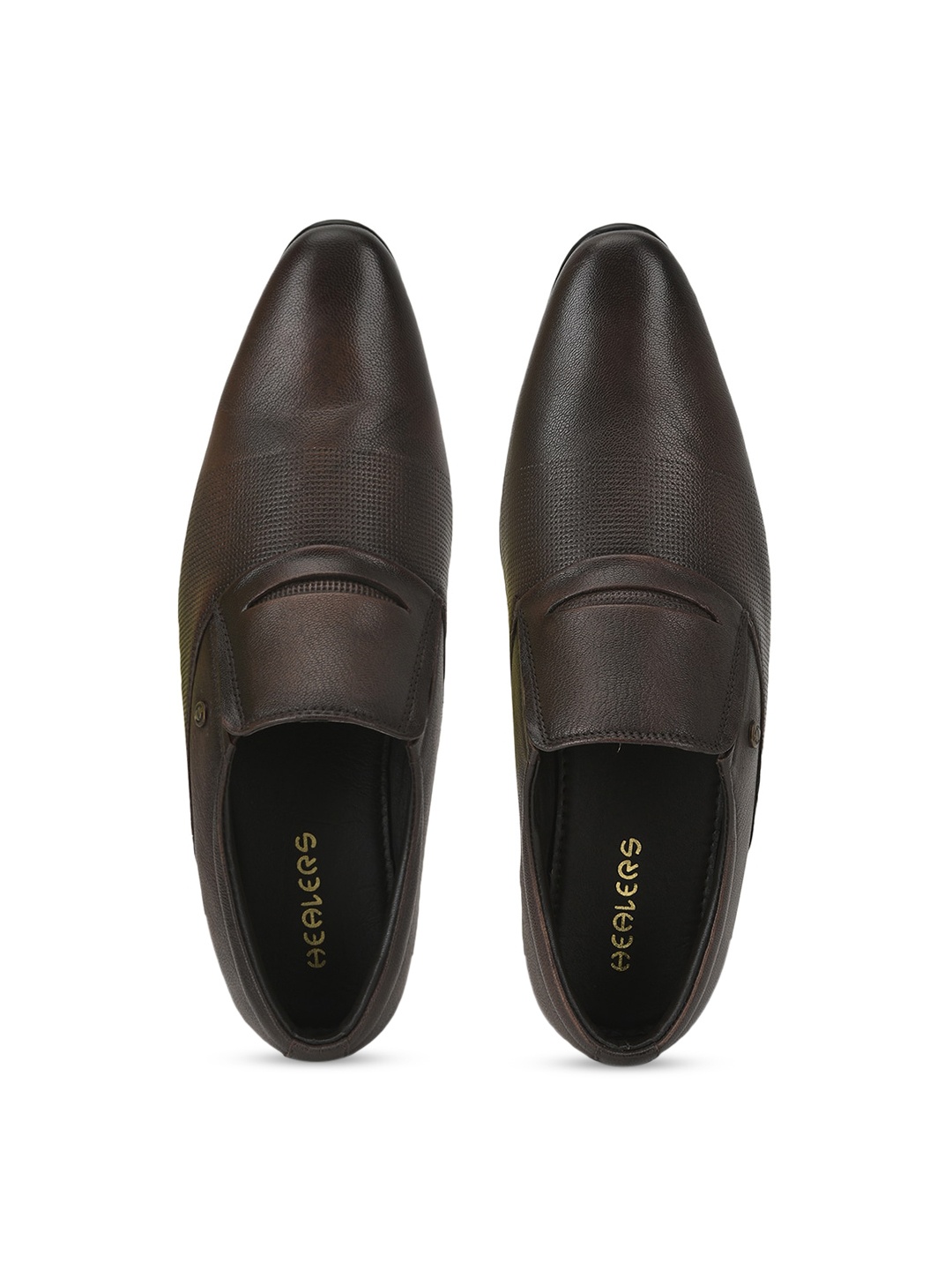

Liberty Men Brown Textured Leather Formal Slip on Shoes