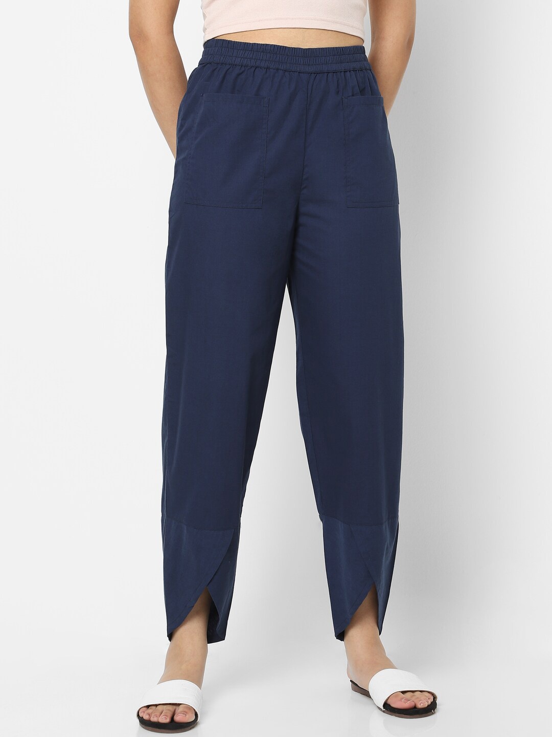 

Mystere Paris Women Navy Blue Solid Cotton Lounge Pants