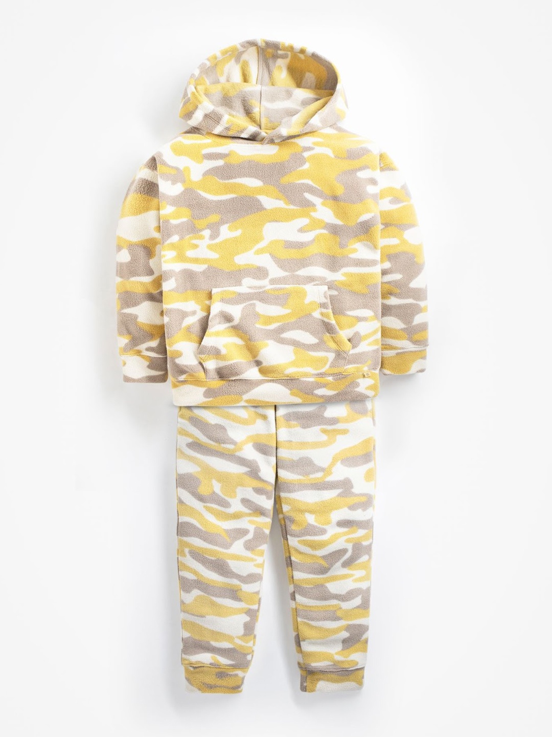 

Cherry Crumble Unisex Kids Beige & White Printed Hooded Nightsuit