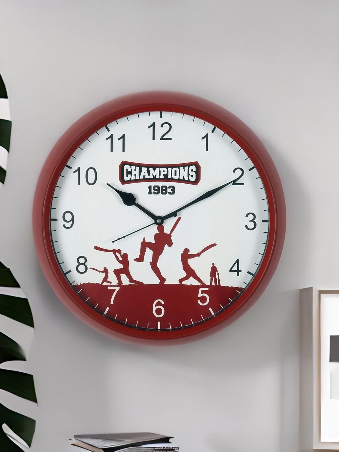 

Athome by Nilkamal Red & White Printed Analogue Contemporary Wall Clock