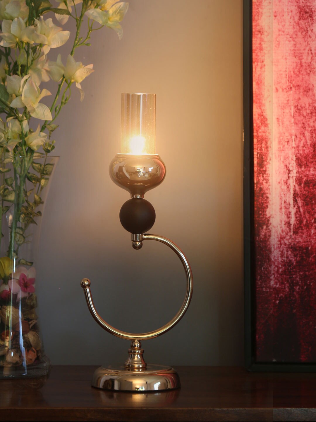 

Athome by Nilkamal Black & Gold-Toned Solid Metal Candle Holder