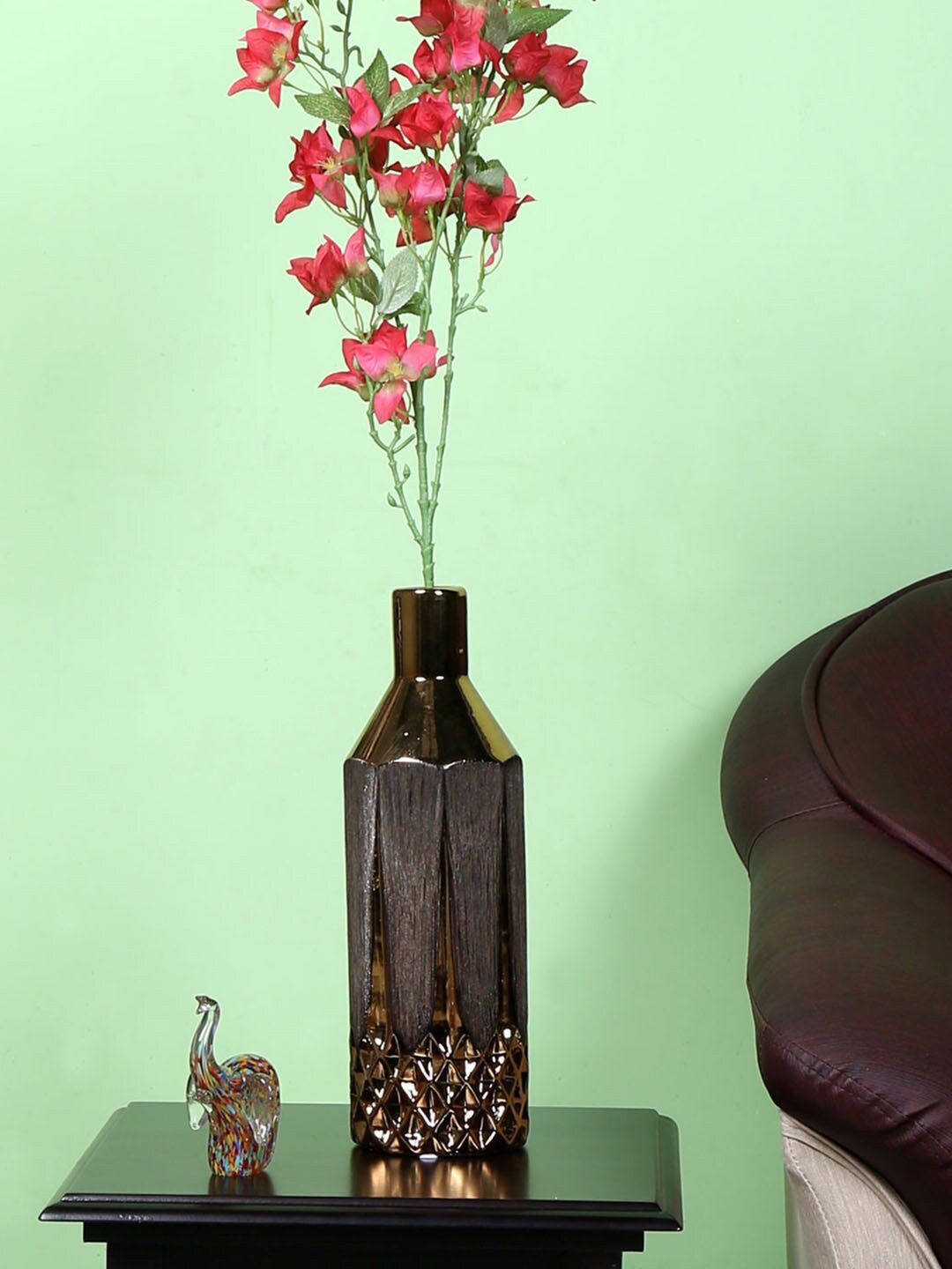 

Athome by Nilkamal Gold-Colored & Brown Printed Stoneware Vases