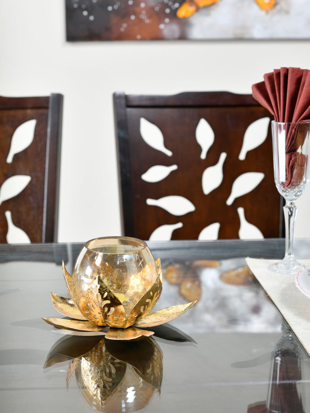 

Athome by Nilkamal Gold-Toned Lotus Votive Candle Holder