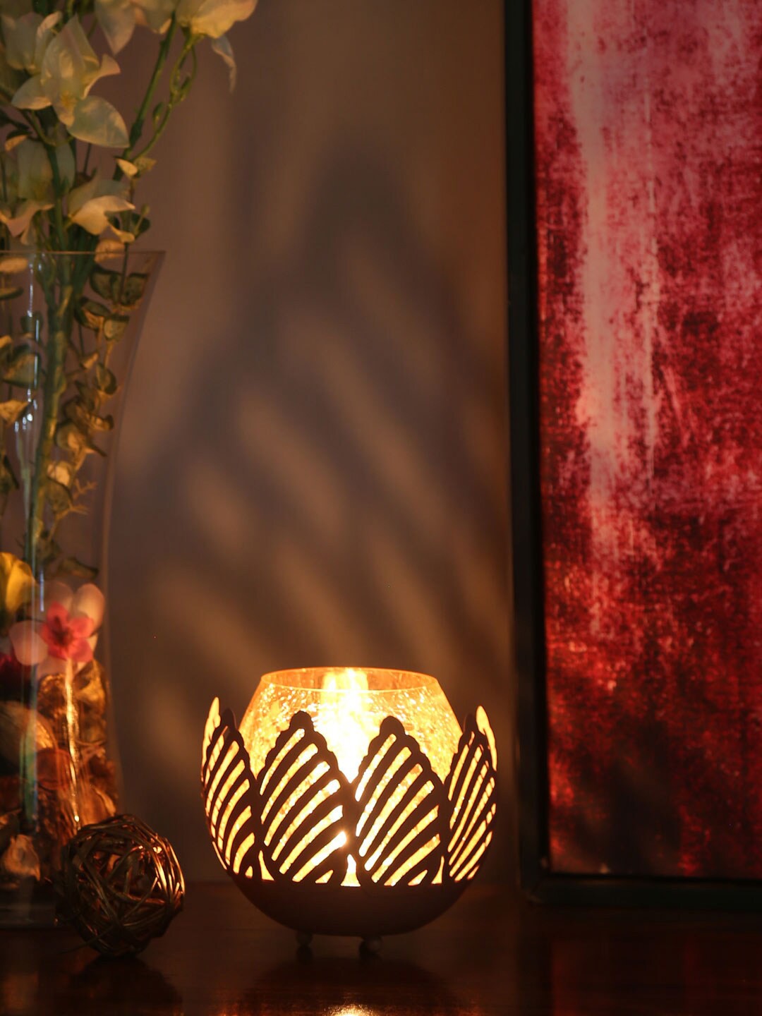 

Athome by Nilkamal Pink Lotus Candle Holders