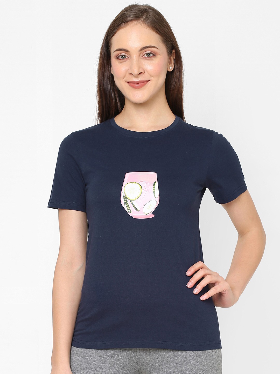 

LAASA SPORTS Women Navy Blue T-shirt