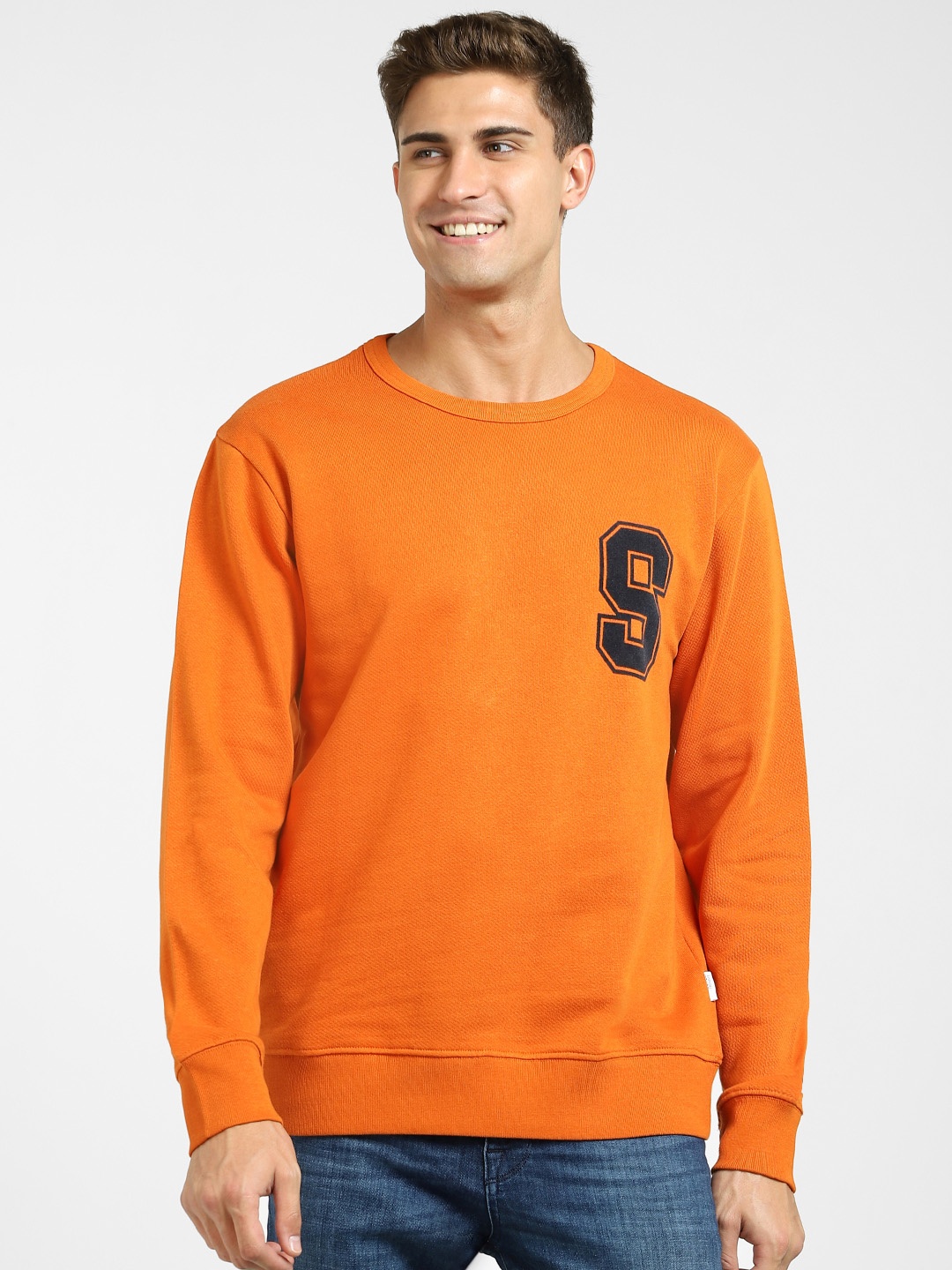 

SELECTED Men Orange Solid Sweatshirt