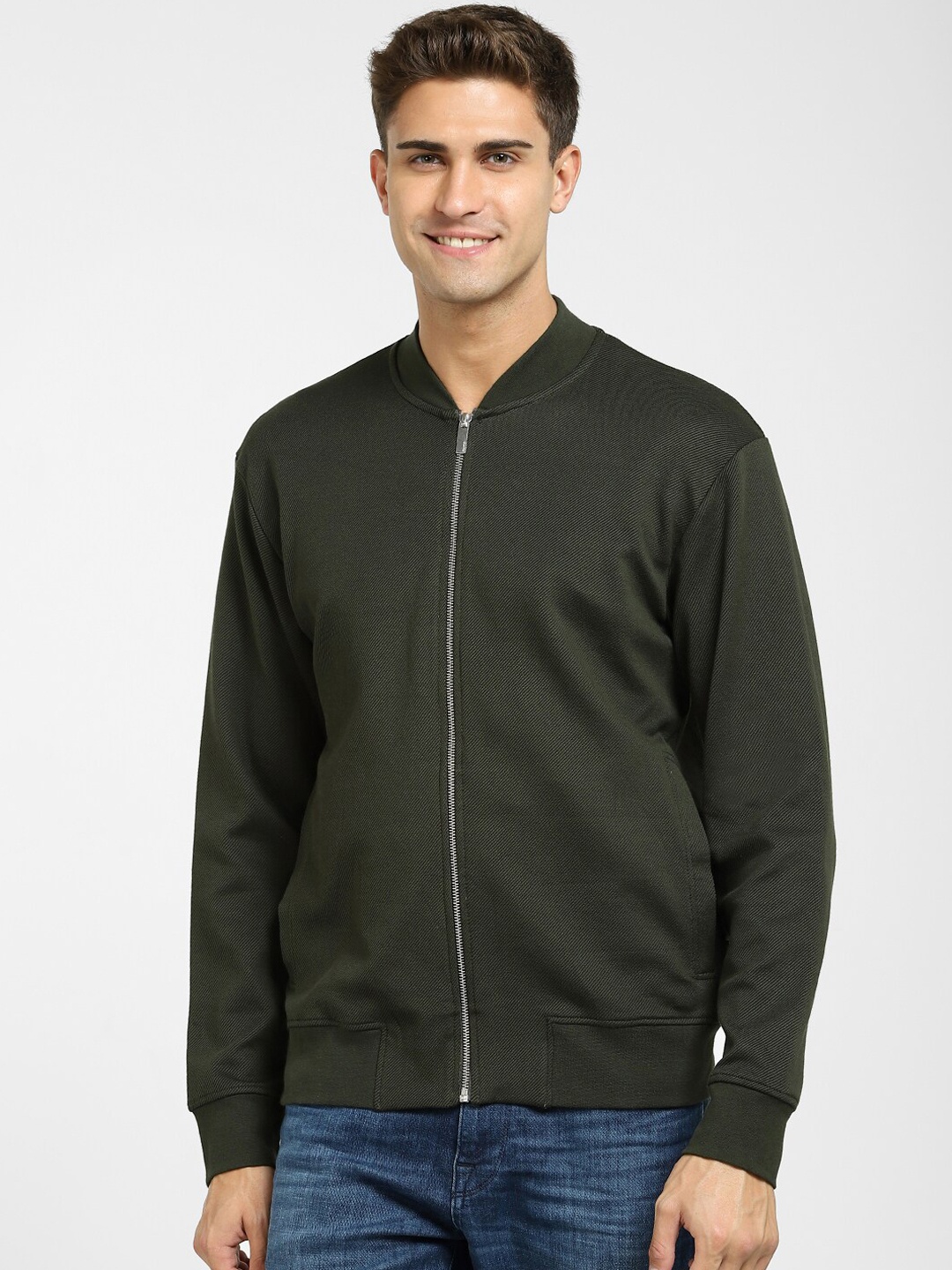 

SELECTED Men Green Solid Open Front Jacket