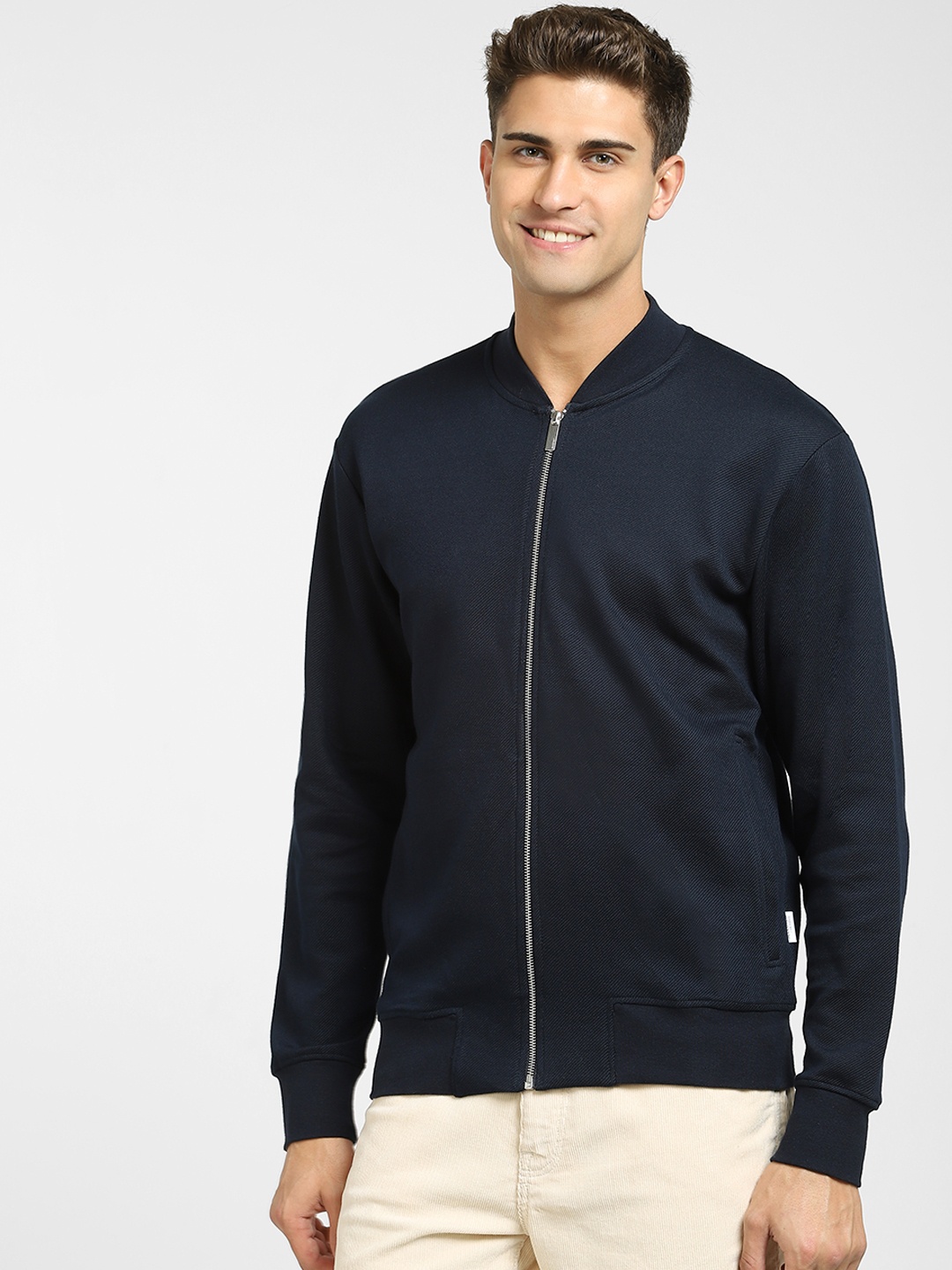 

SELECTED Men Blue Solid Open Front Jacket