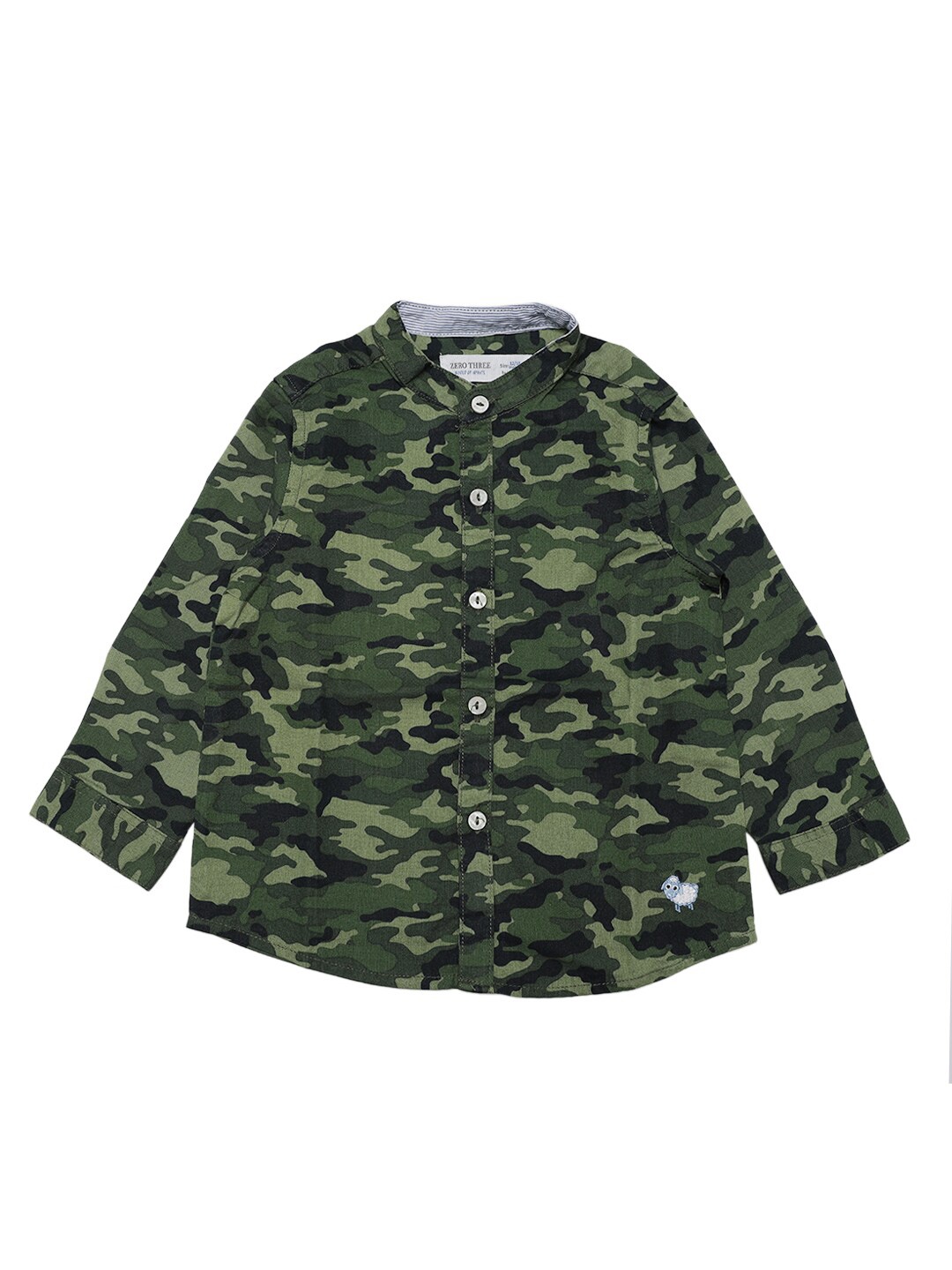 

ZERO THREE Boys Green Camouflage Printed Casual Shirt