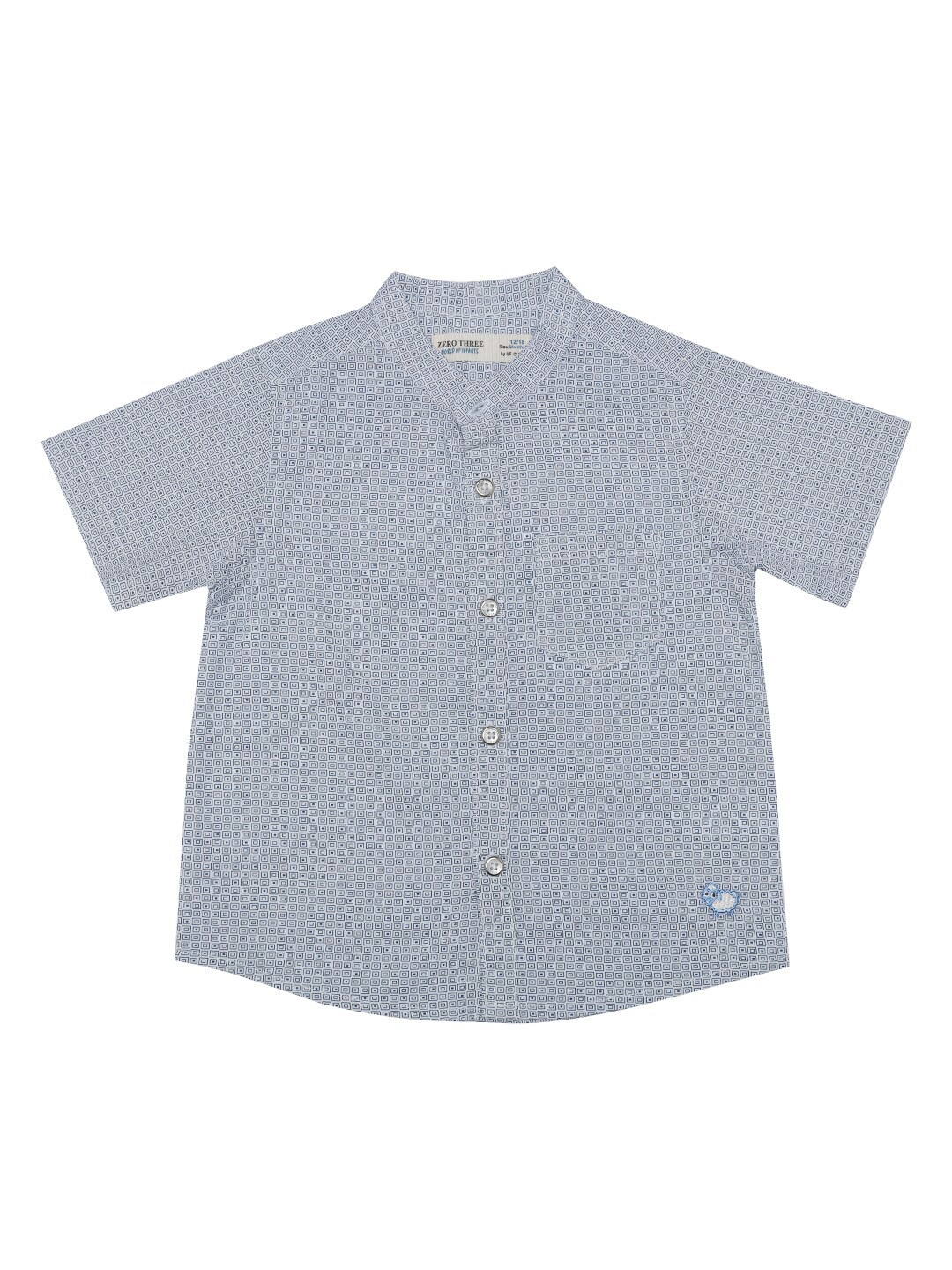 

ZERO THREE Boys Grey Comfort Pure Cotton Printed Shirt, White