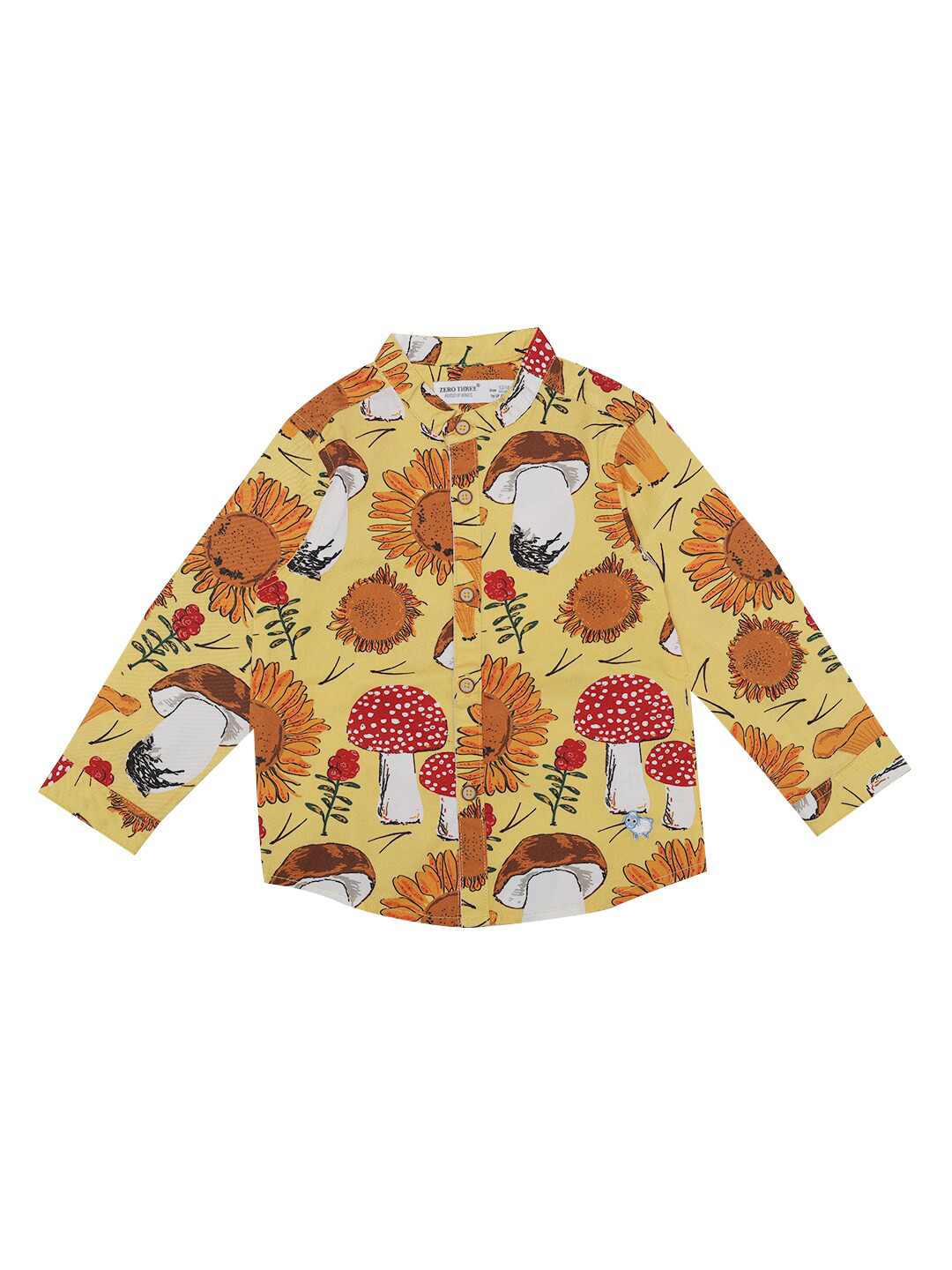 

ZERO THREE Boys Yellow Comfort Floral Printed Cotton Semiformal Shirt