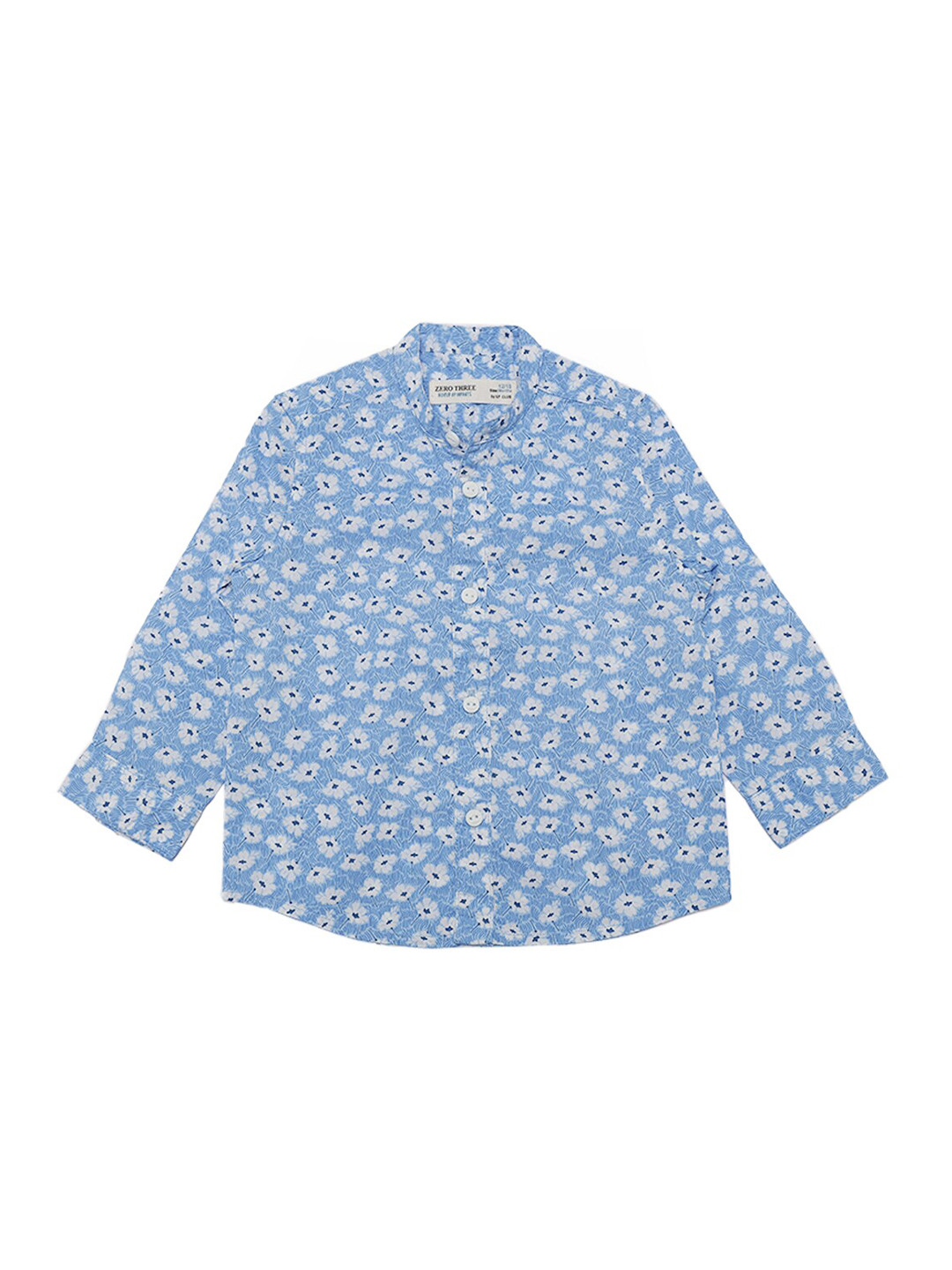

ZERO THREE Boys Blue Comfort Floral Printed Semiformal Shirt