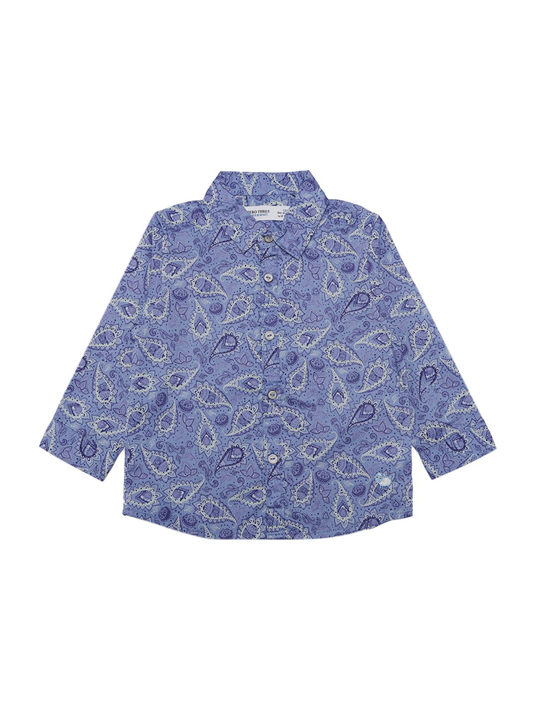 

ZERO THREE Boys Blue Comfort Printed Semiformal Shirt