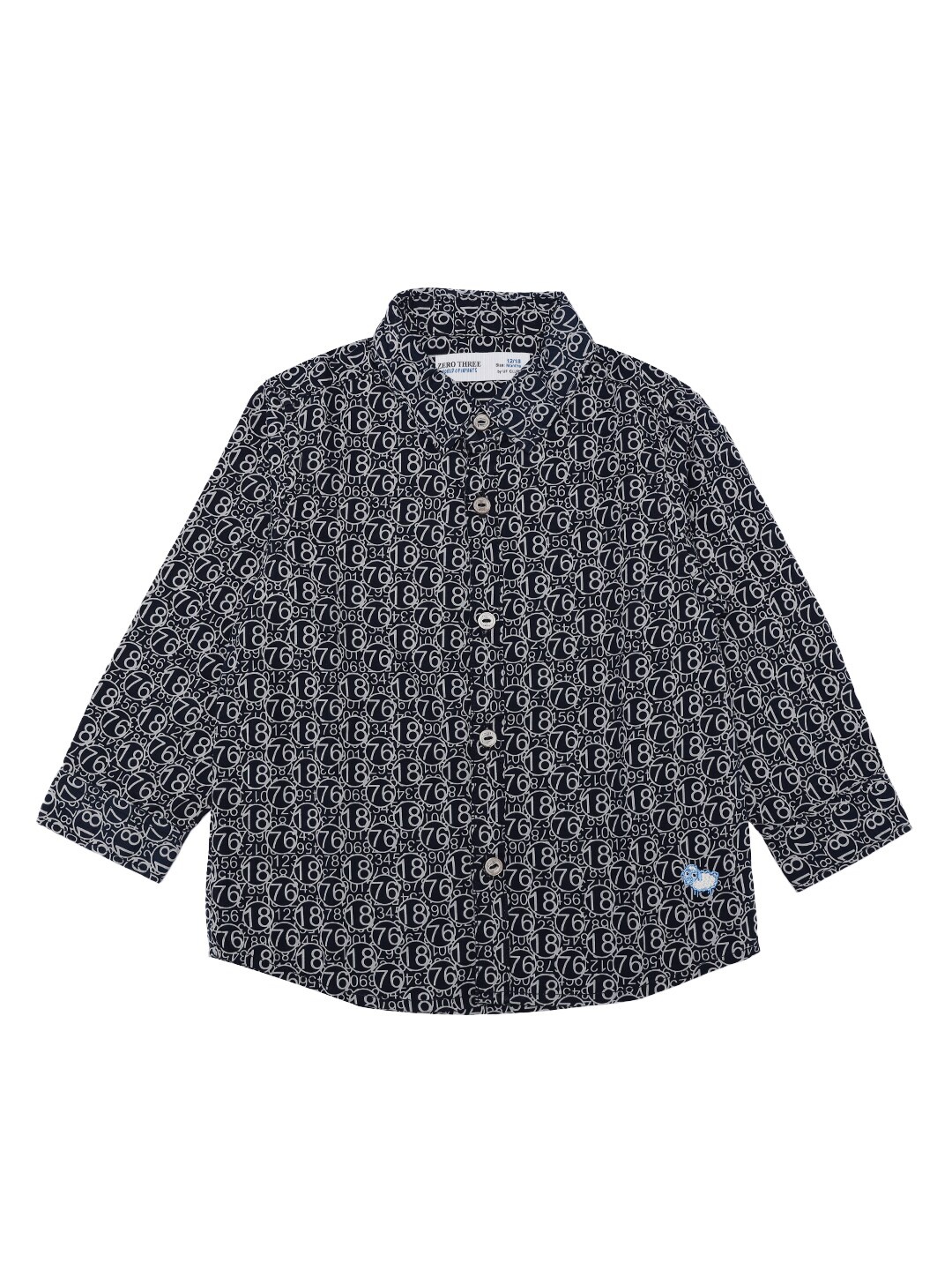 

ZERO THREE Boys Blue Comfort Printed Cotton Casual Shirt