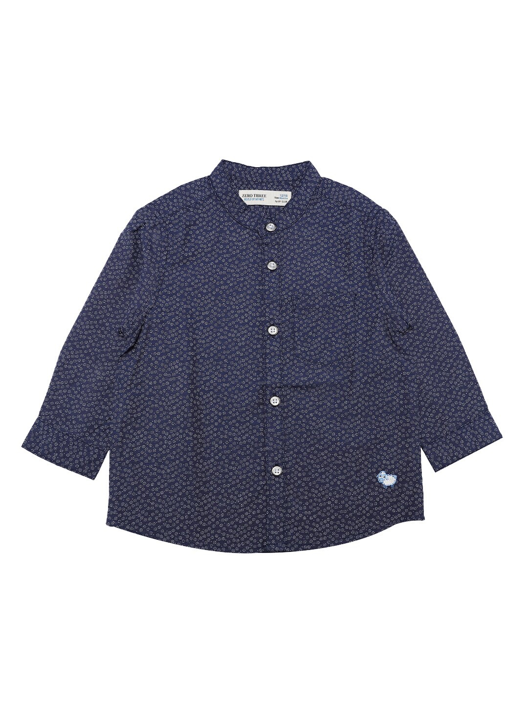 

ZERO THREE Boys Navy Blue Comfort Printed Semiformal Shirt