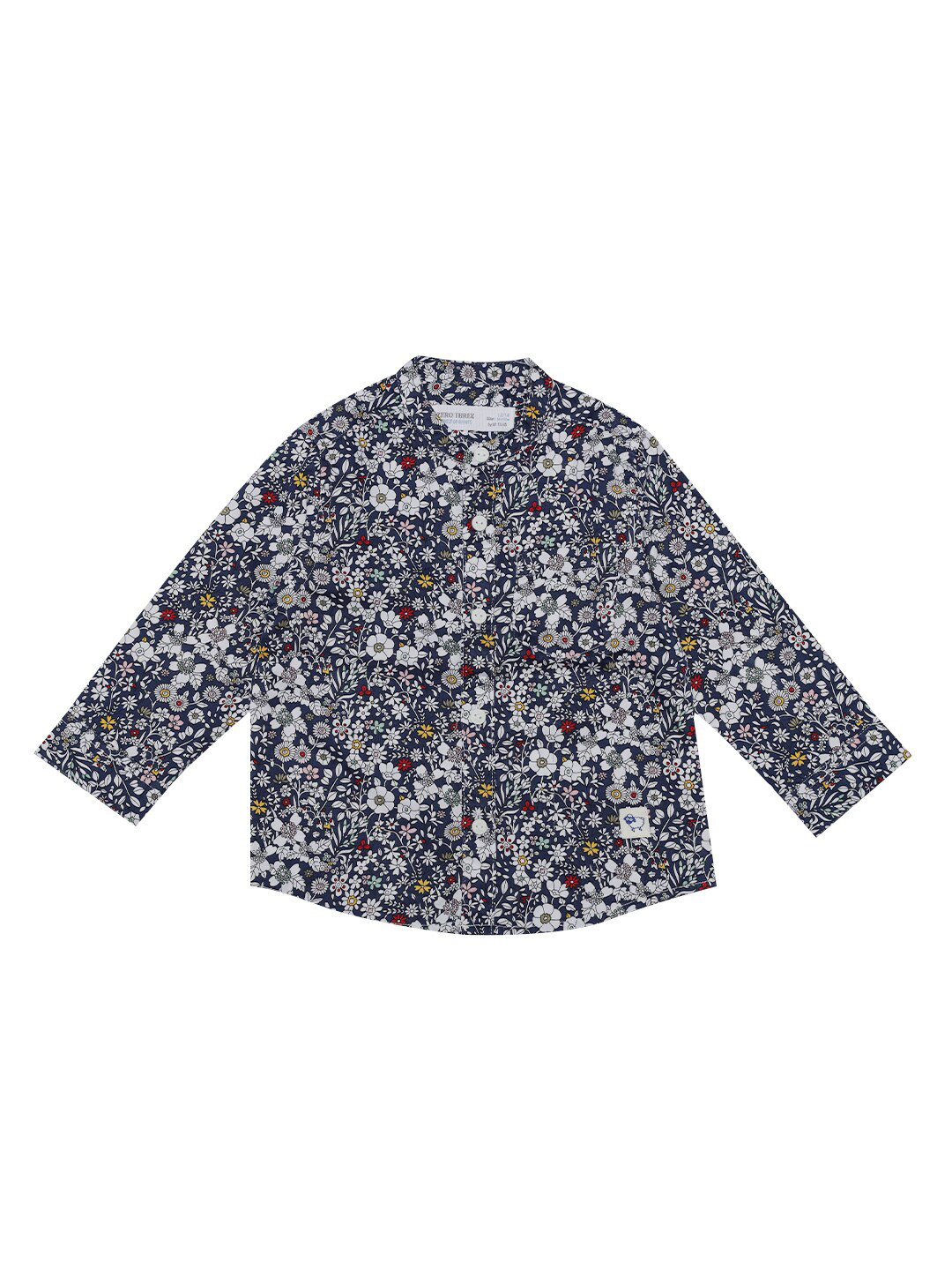 

ZERO THREE Boys Navy Blue Comfort Floral Printed Pure Cotton Casual Shirt