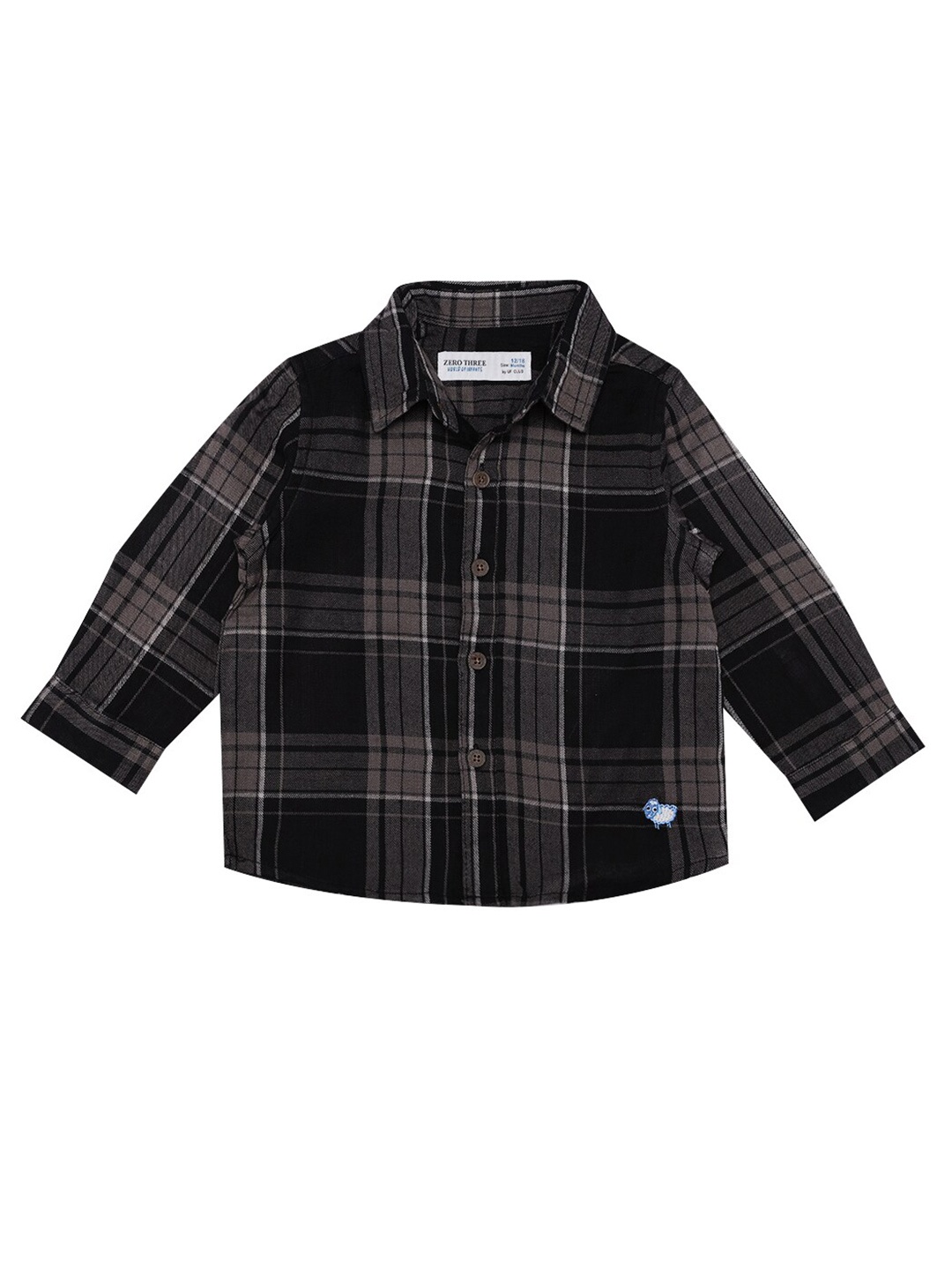 

ZERO THREE Boys Black Comfort Tartan Checks Checked Semiformal Shirt