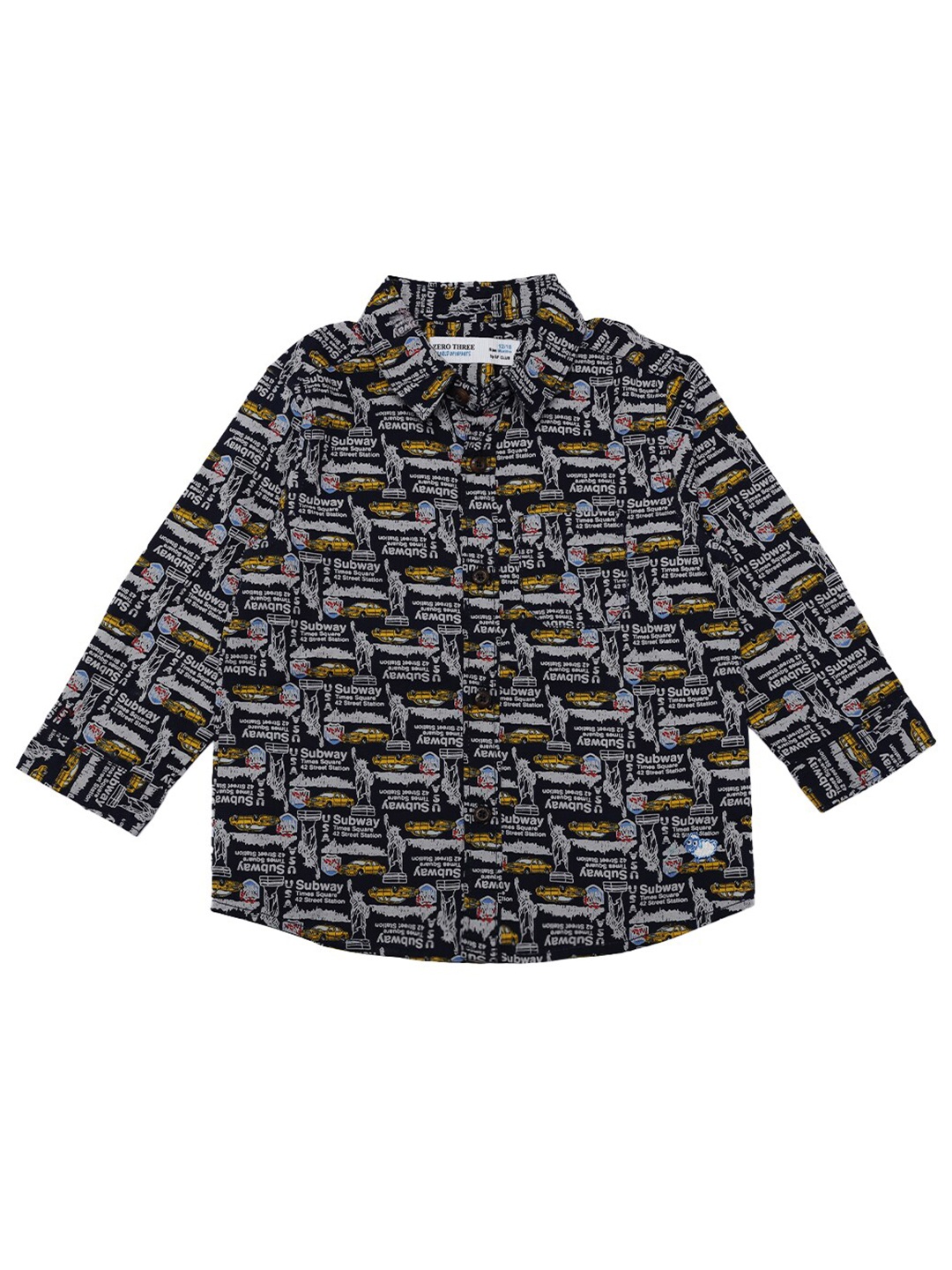 

ZERO THREE Boys Navy Blue Comfort Printed Casual Cotton Shirt