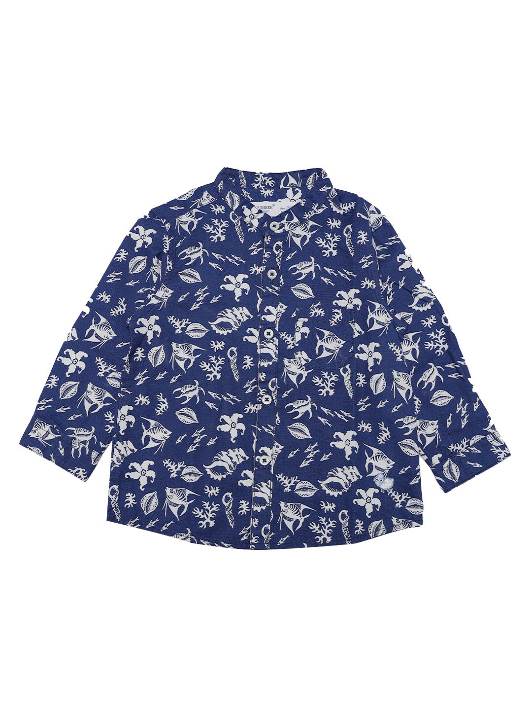 

ZERO THREE Boys Blue Comfort Floral Pure Cotton Printed Shirt