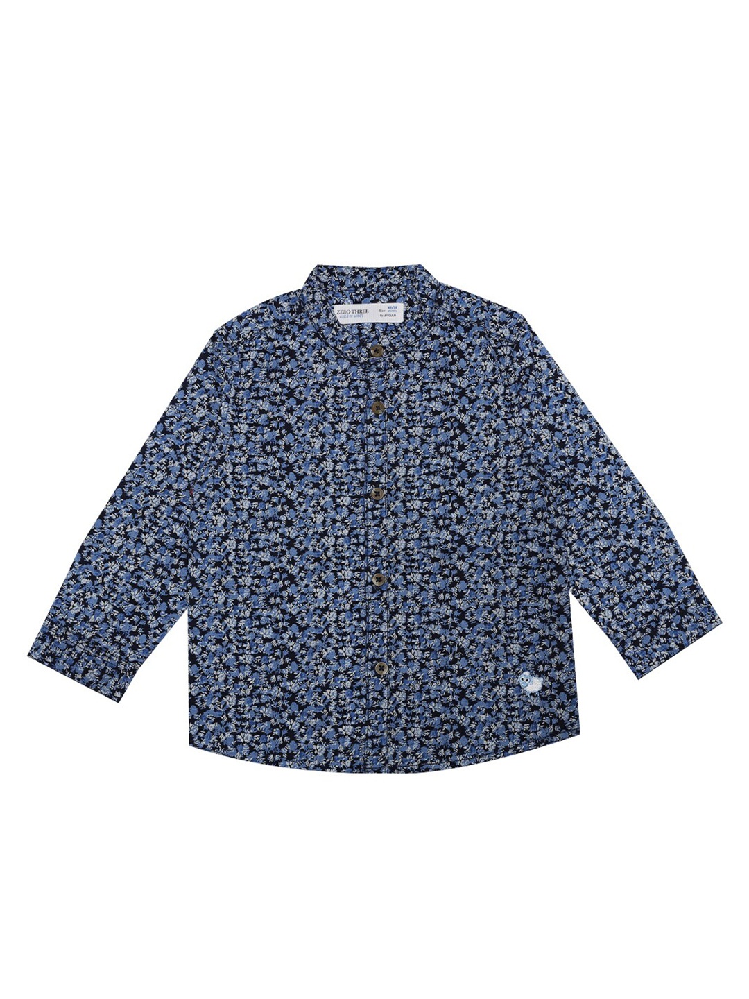 

ZERO THREE Boys Navy Blue Comfort Floral Printed Pure Cotton Casual Shirt