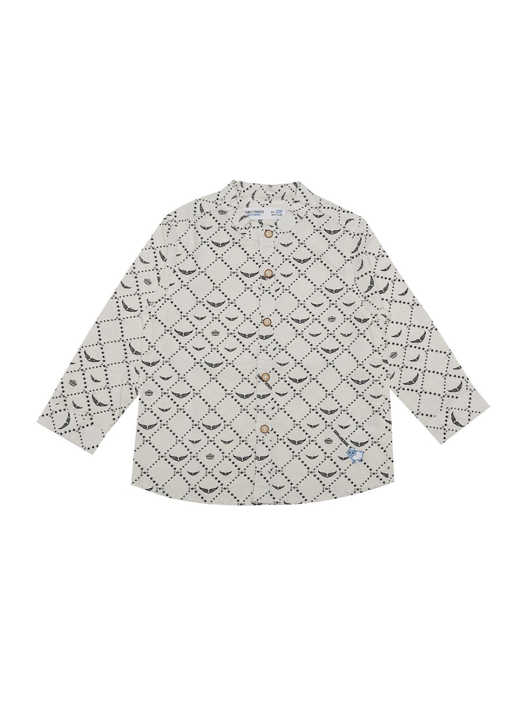 

ZERO THREE Boys Cream-Coloured Comfort Printed Semiformal Shirt