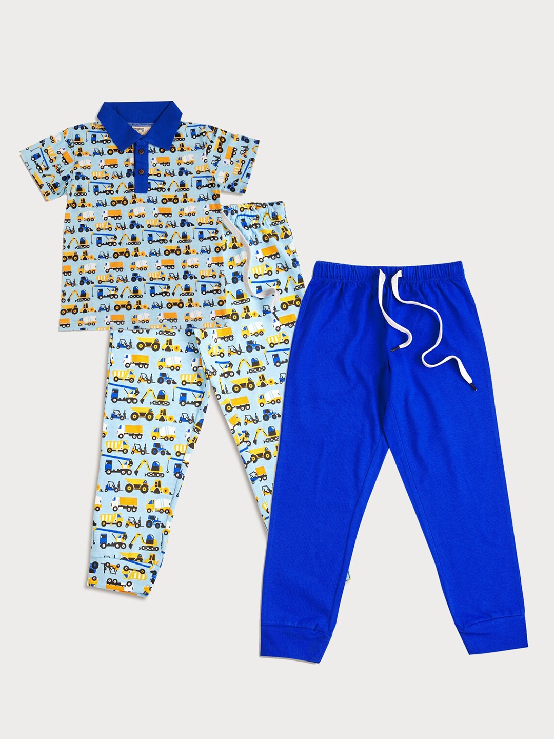 

frangipani Boys Printed T-Shirt with 2 Pyjamas, Blue