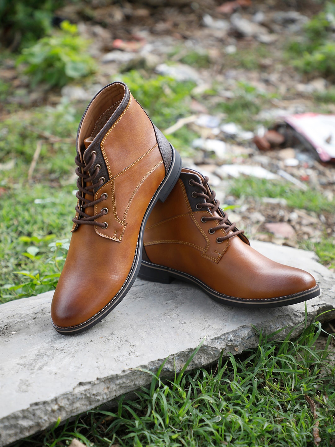 

El Paso Men Tan Brown Solid Casual Boots