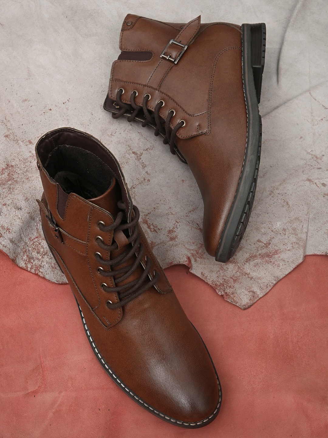 

El Paso Men Brown Solid Faux Leather Casual Boots