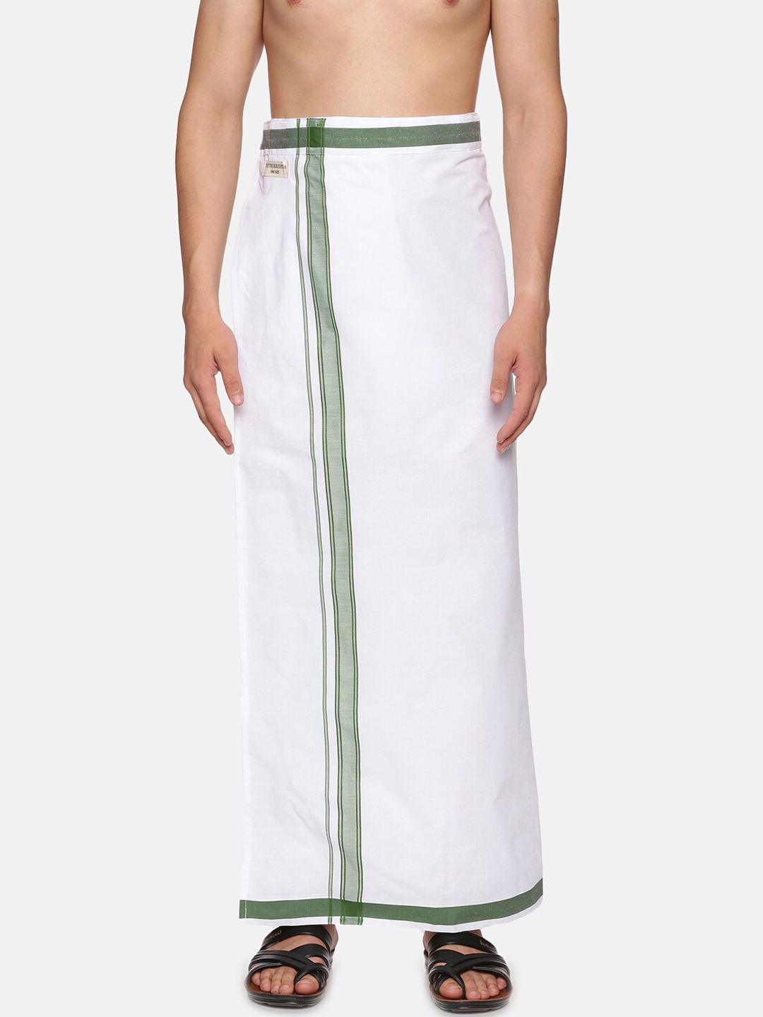 

Sethukrishna Men White Solid Double Layer Readymade Pocket Dhoti