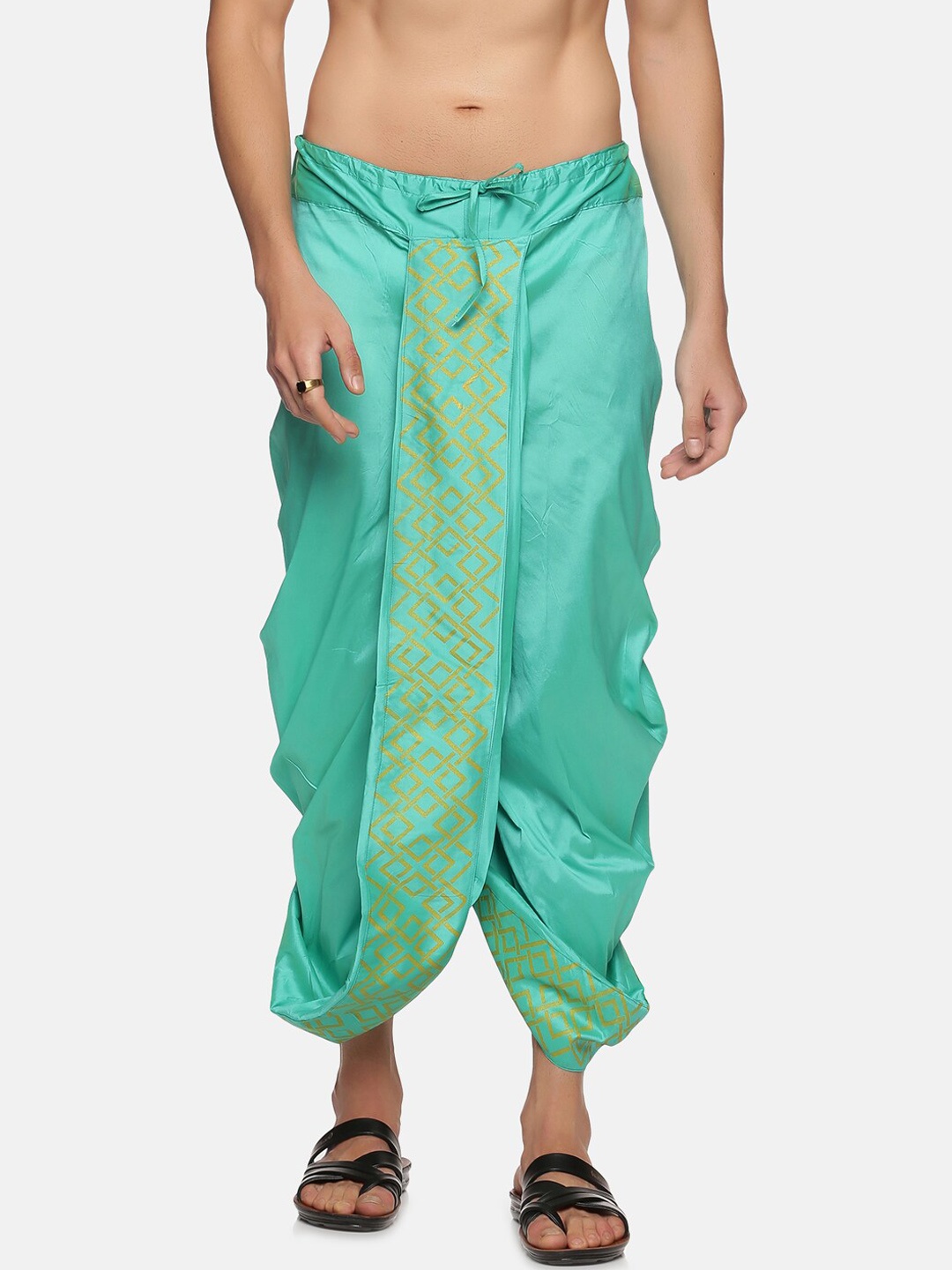 

Sethukrishna Men Green Printed Dhoti Pant
