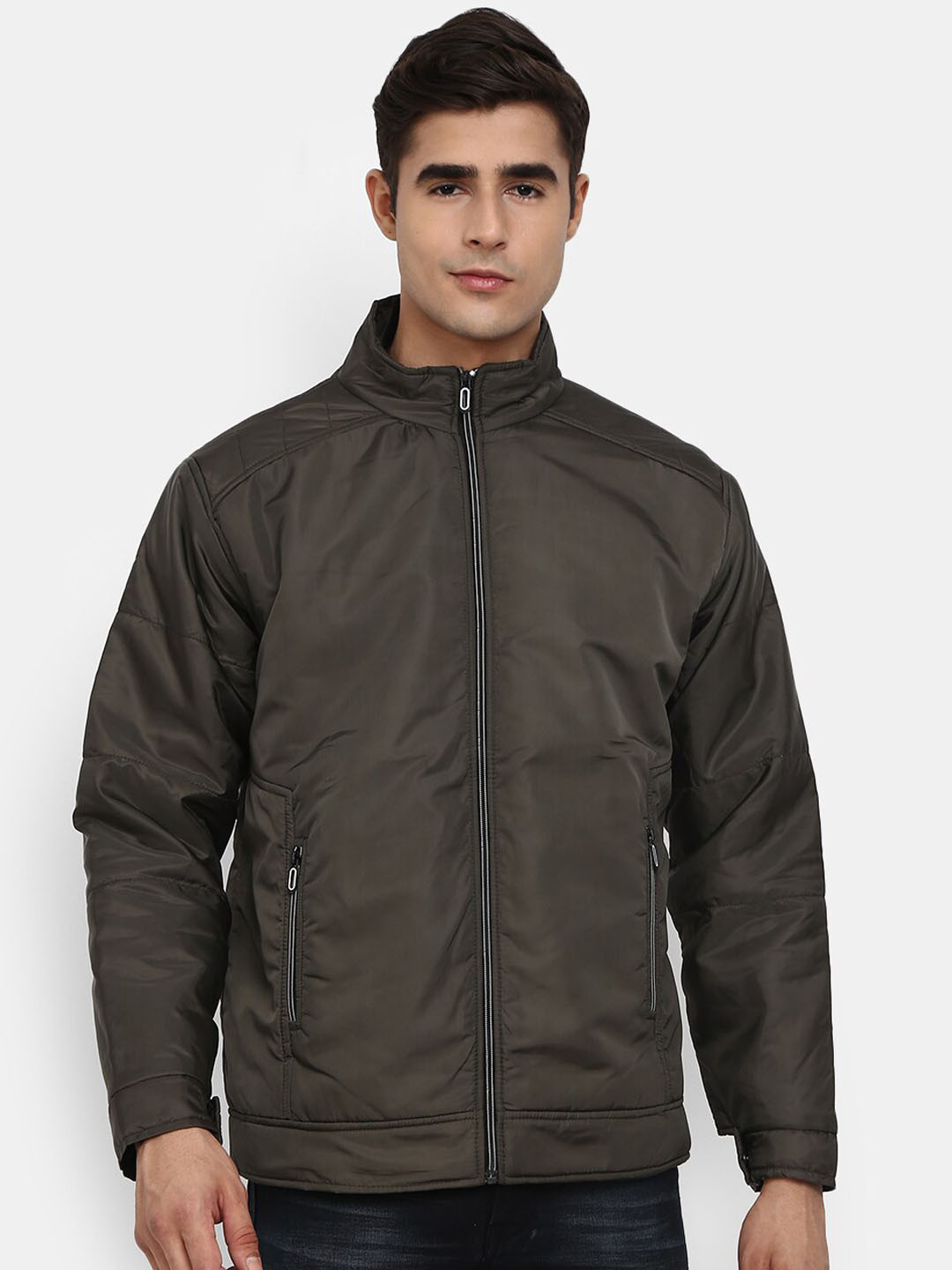

V-Mart Men Olive Green Solid Open Front Jacket