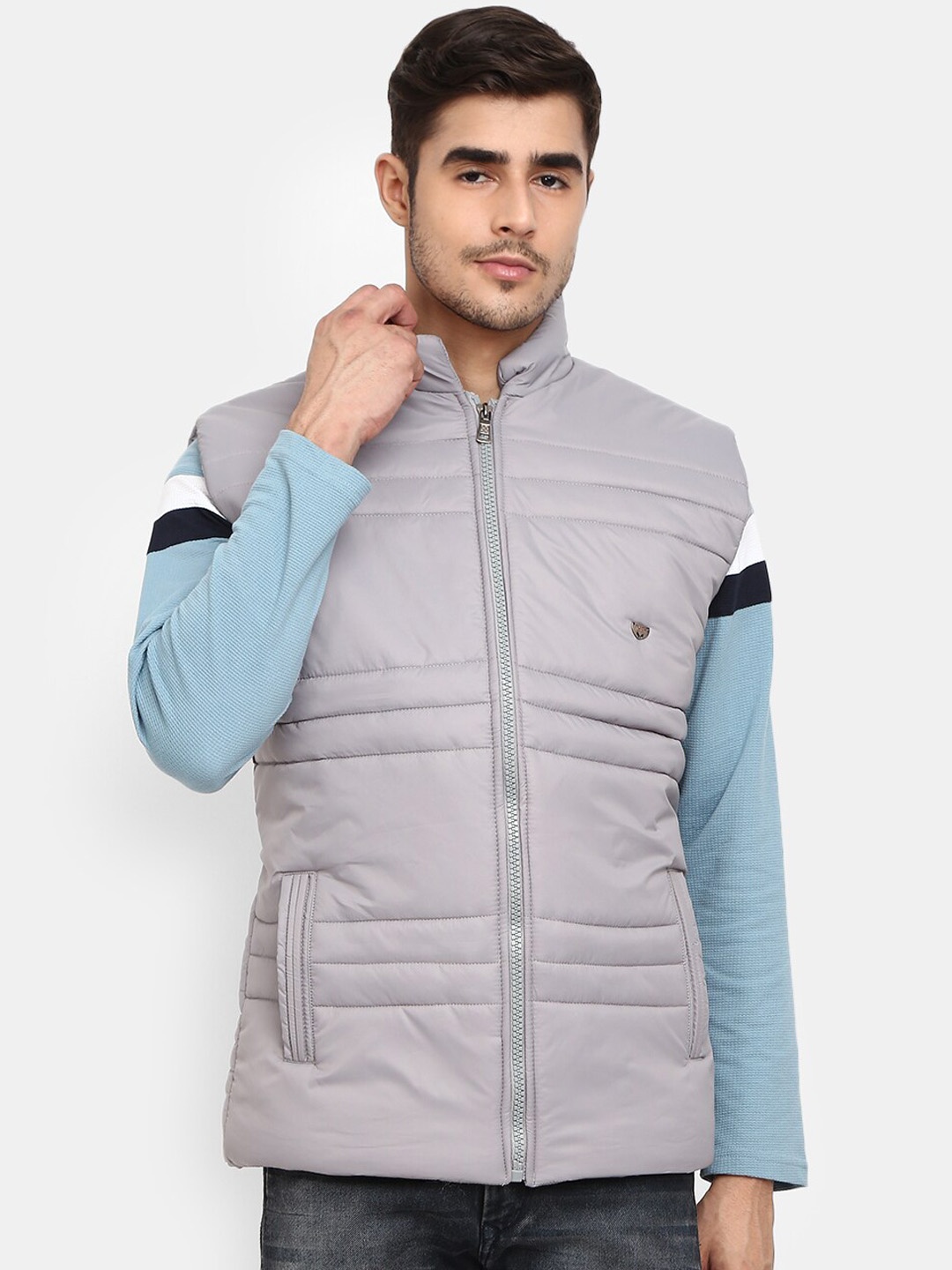 

V-Mart Men Grey Solid Lightweight Padded Jacket