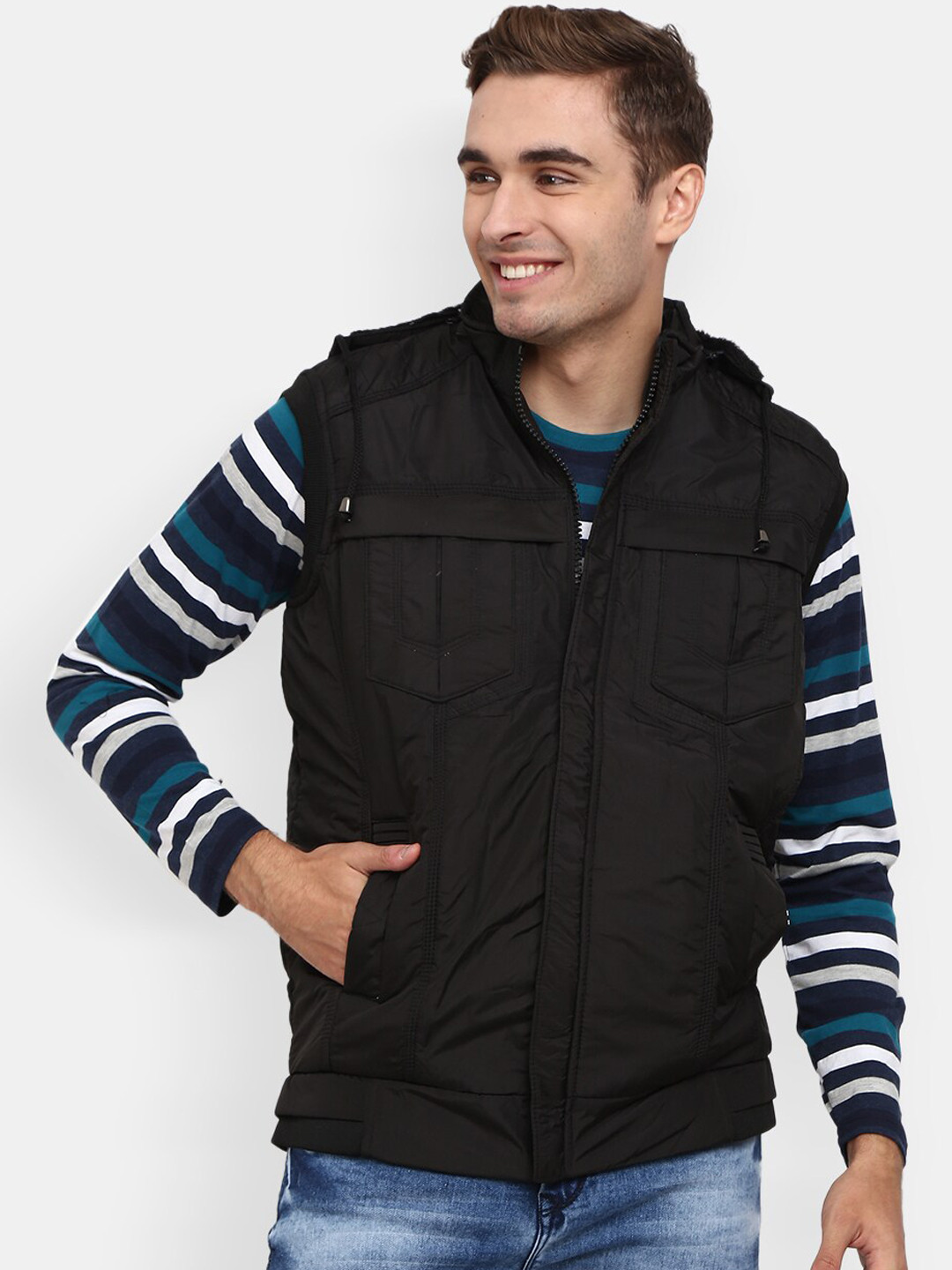 

V-Mart Men Black Lightweight Bomber Jacket