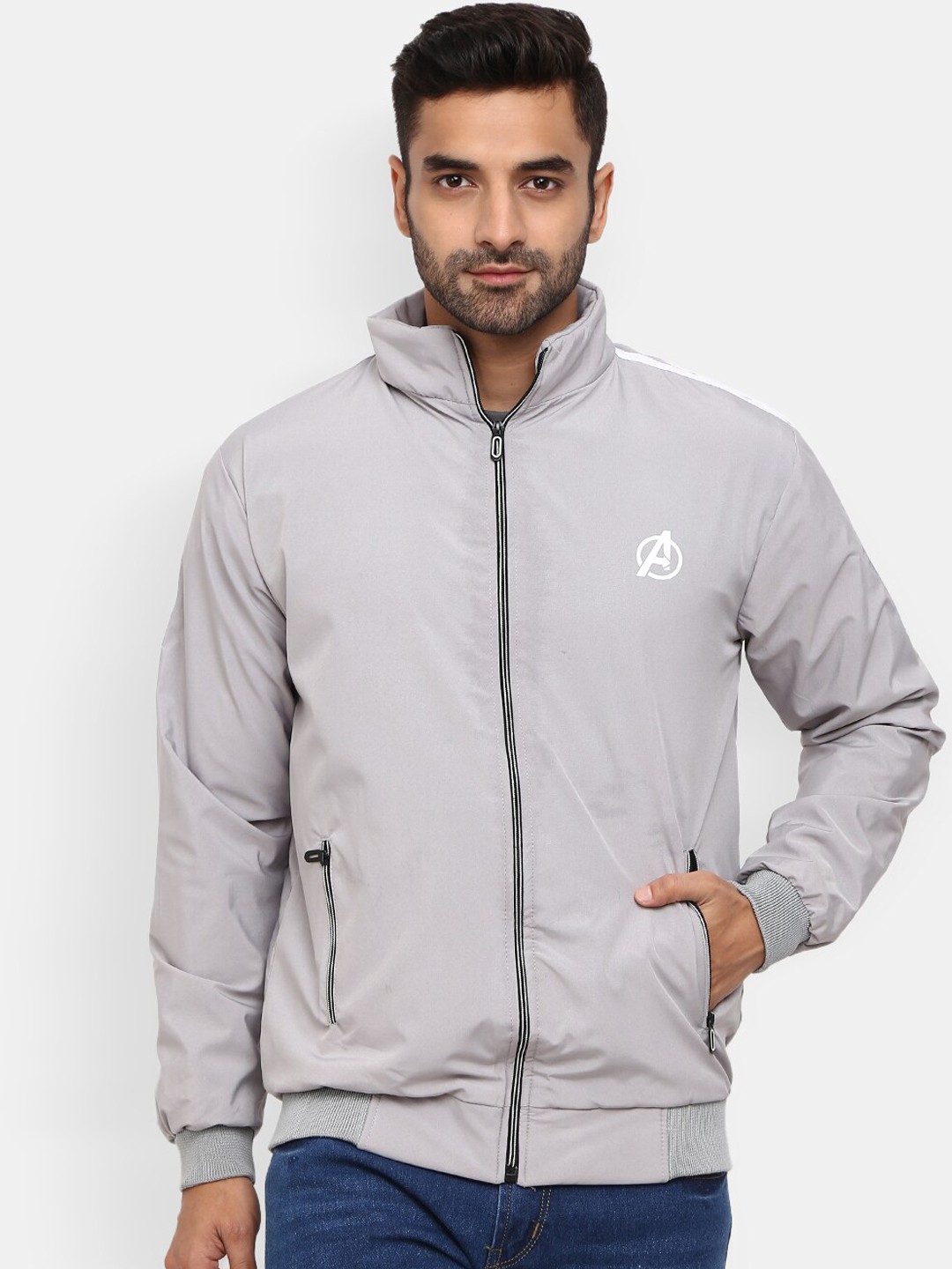 

V-Mart Men Grey Washed Lightweight Open Front Jacket