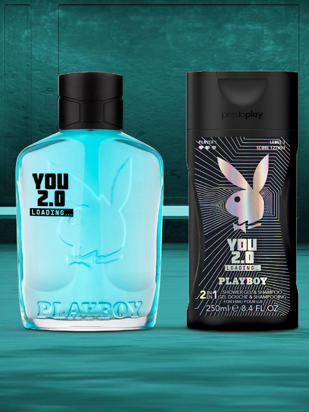 

Playboy You 2.0 Loading Men Eau de Toilette 100ml + Shower Gel 250ml Combo Kit, Blue