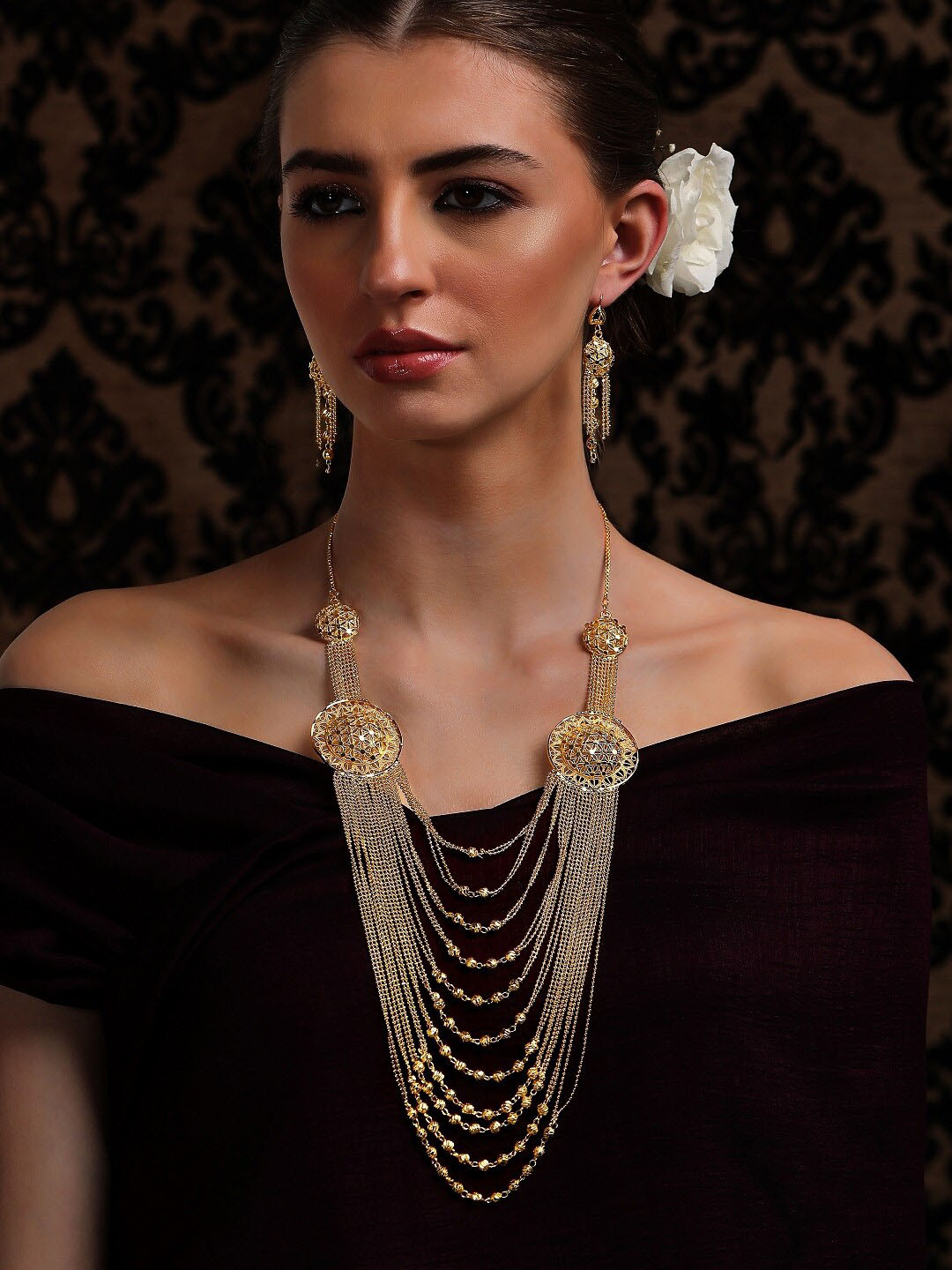 

Rubans Gold-Plated Multilayered Jewellery Set