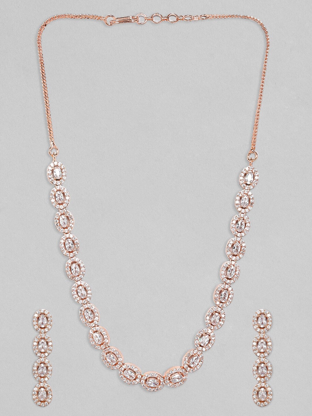 

Rubans Rose Gold-Plated Rose Gold-Colored American Diamond Jewellery Set