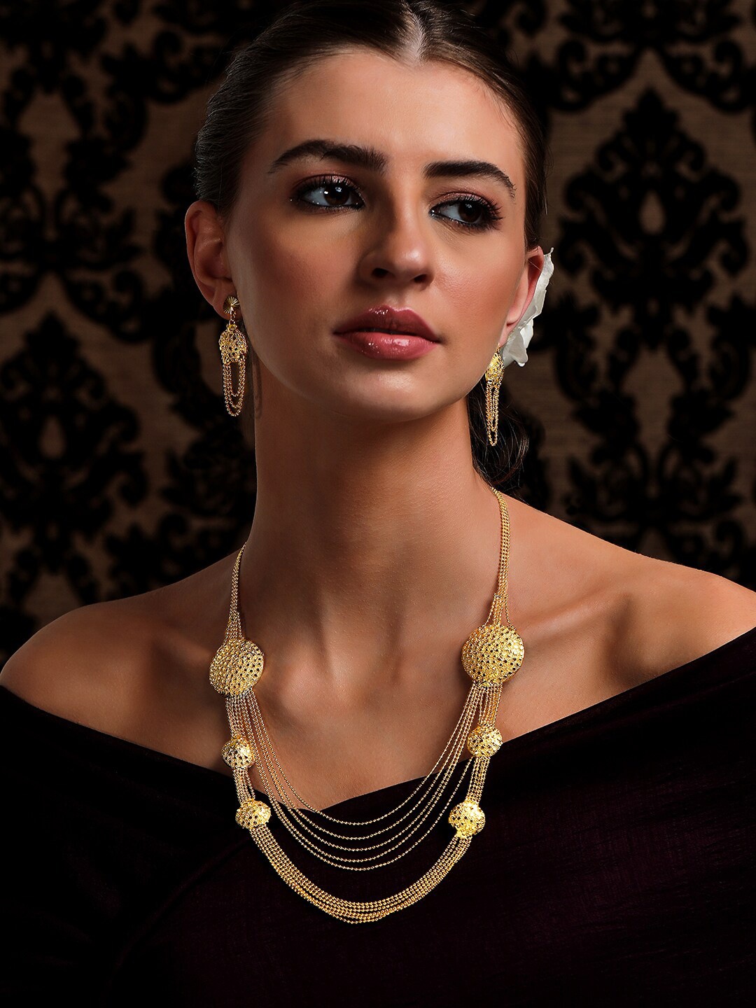 

Rubans Gold-Plated Layered Jewellery Set