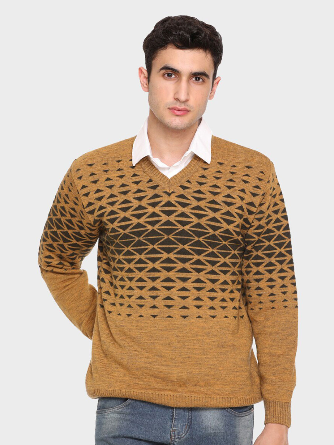

aarbee Men Mustard Printed Pullover
