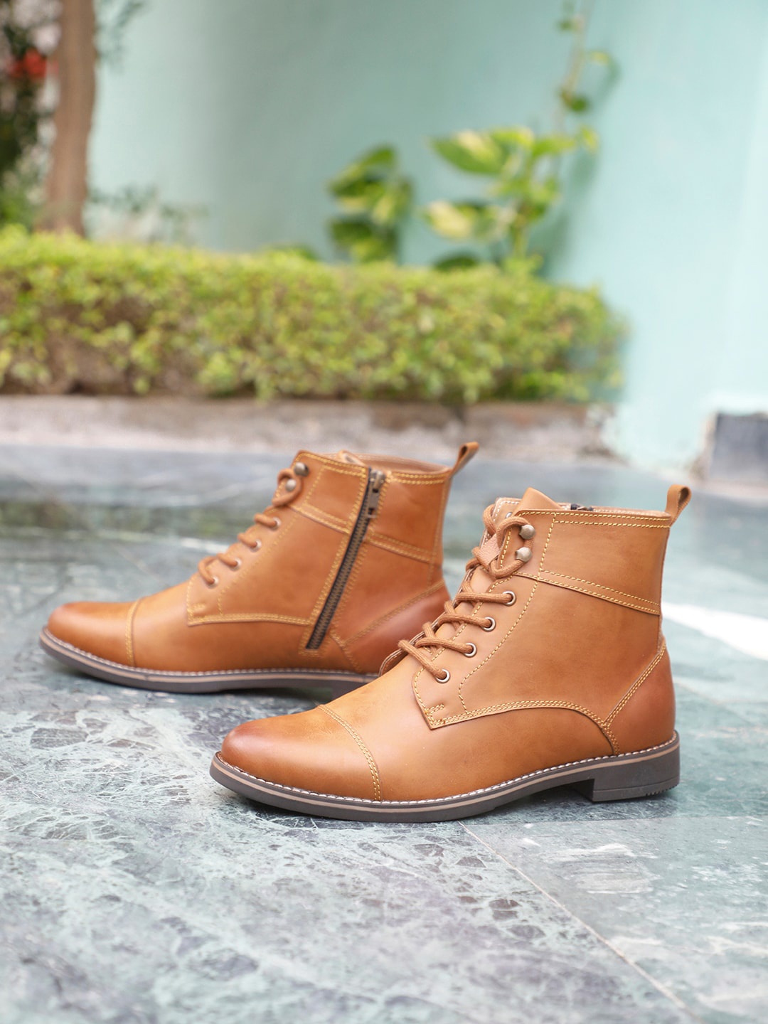 

El Paso Men Tan Solid Faux Leather Casual Boots
