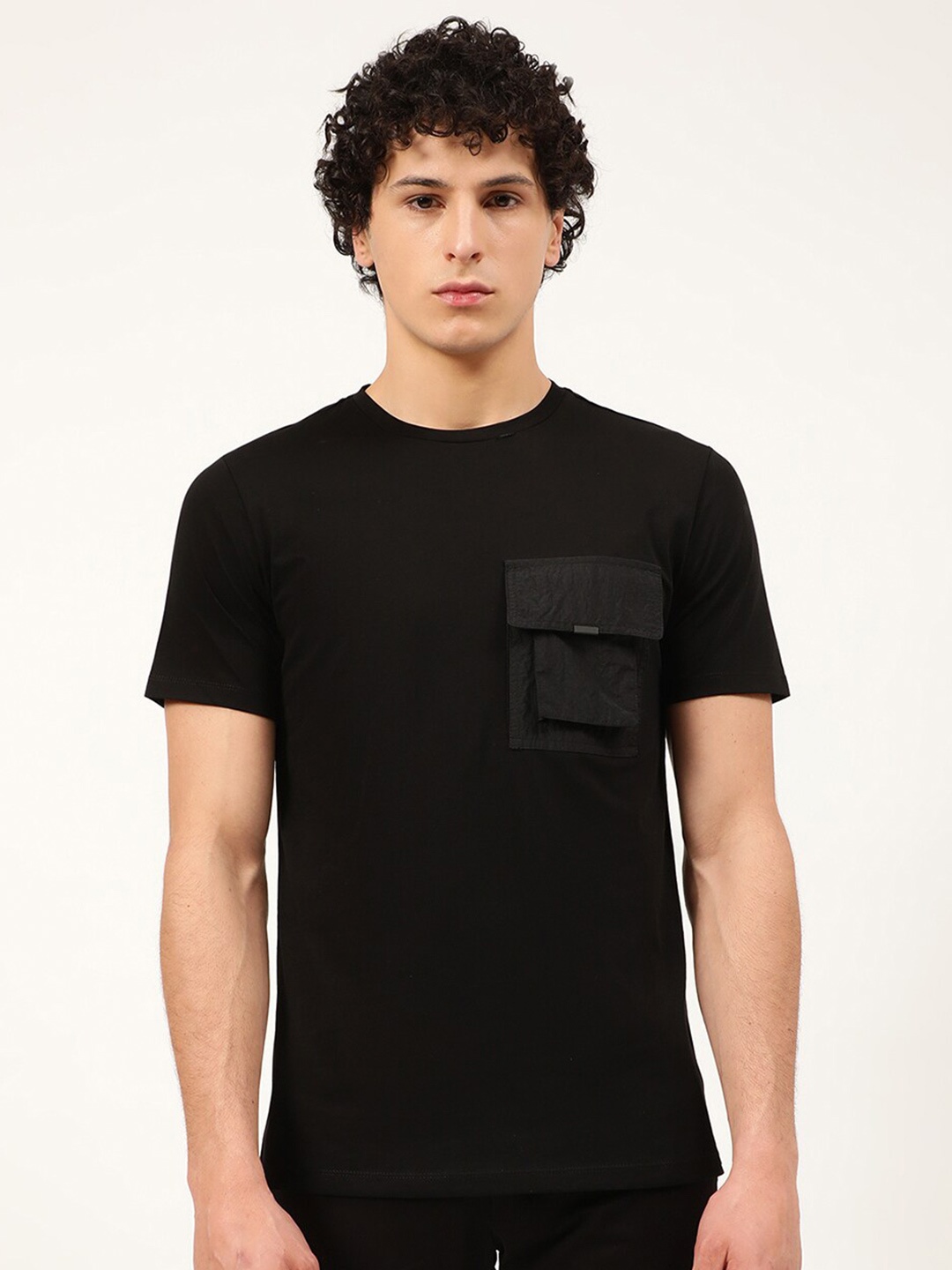 

Antony Morato Men Black Slim Fit Pure Cotton T-shirt