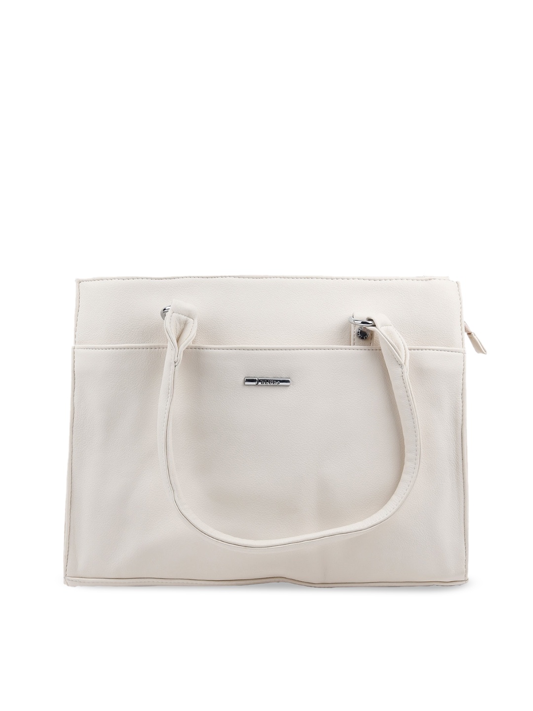

ODETTE Off White PU Oversized Structured Shoulder Bag with Tasselled