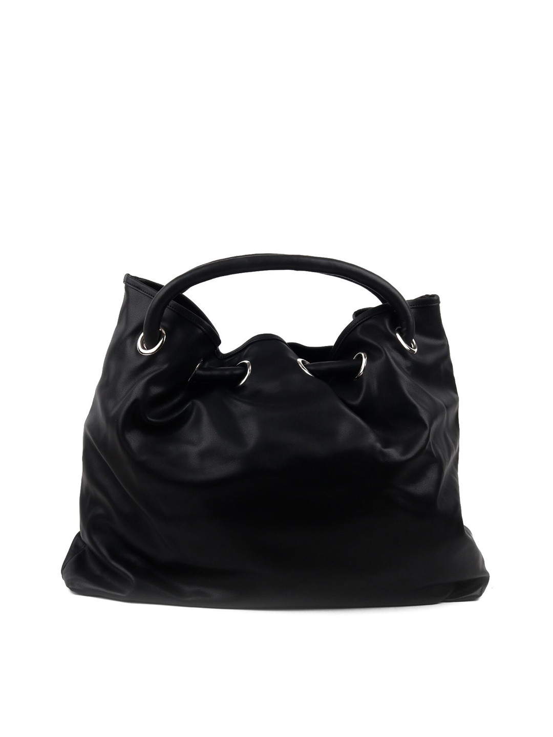 

ODETTE Black PU Oversized Structured Hobo HandBag