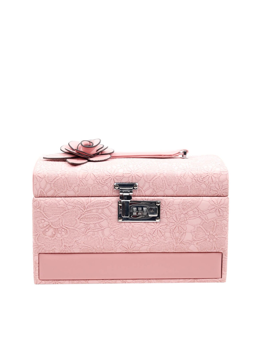 

ODETTE Women Pink Structured Tote Bag with Fringed