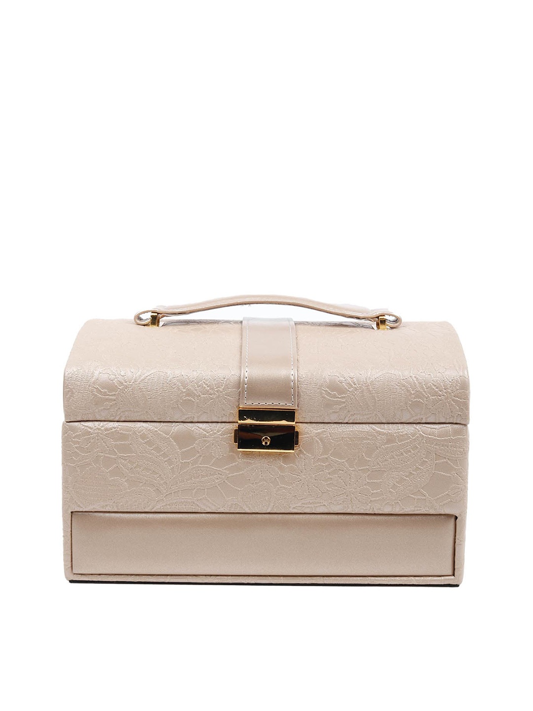 

ODETTE Gold-Toned Textured Oversized Structured Shoulder Bag
