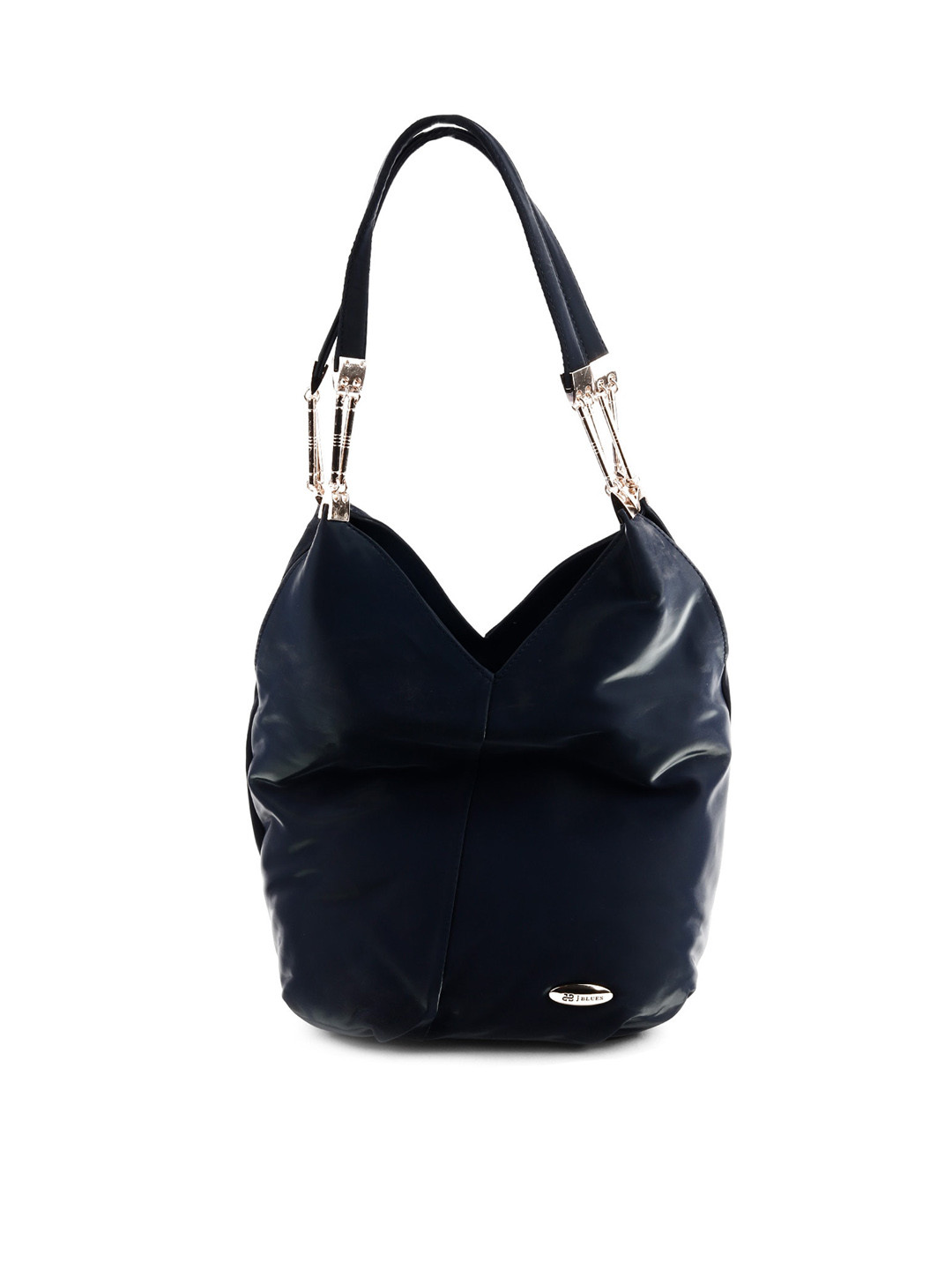 

ODETTE Navy Blue PU Oversized Structured Shoulder Bag with Tasselled