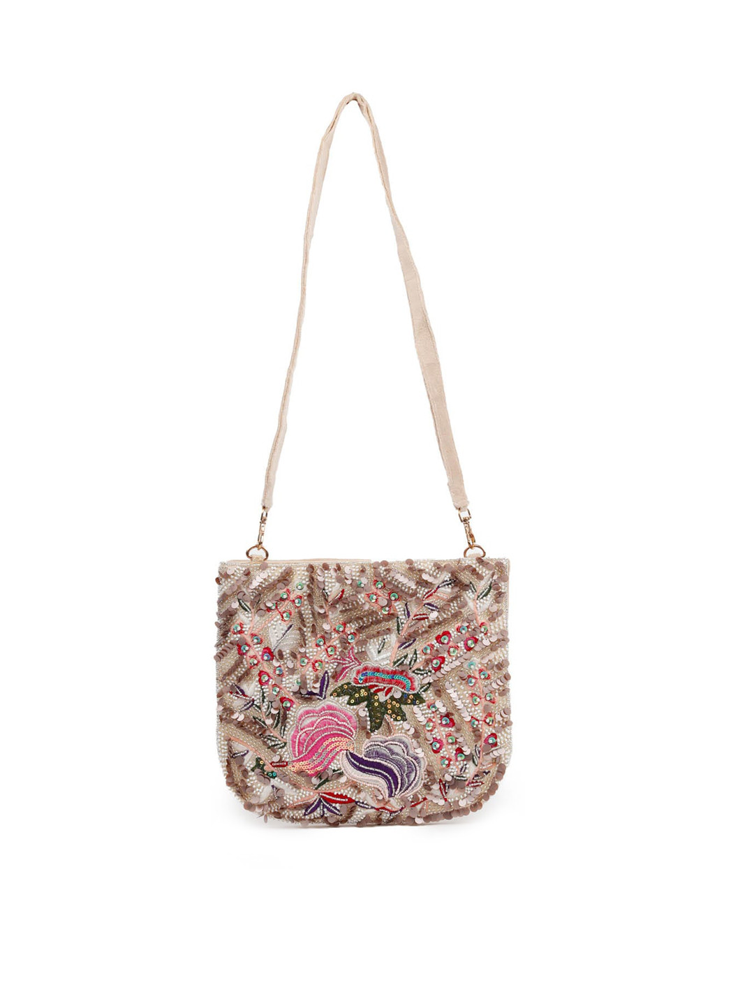 

ODETTE Beige Floral Printed PU Bucket Shoulder Bag