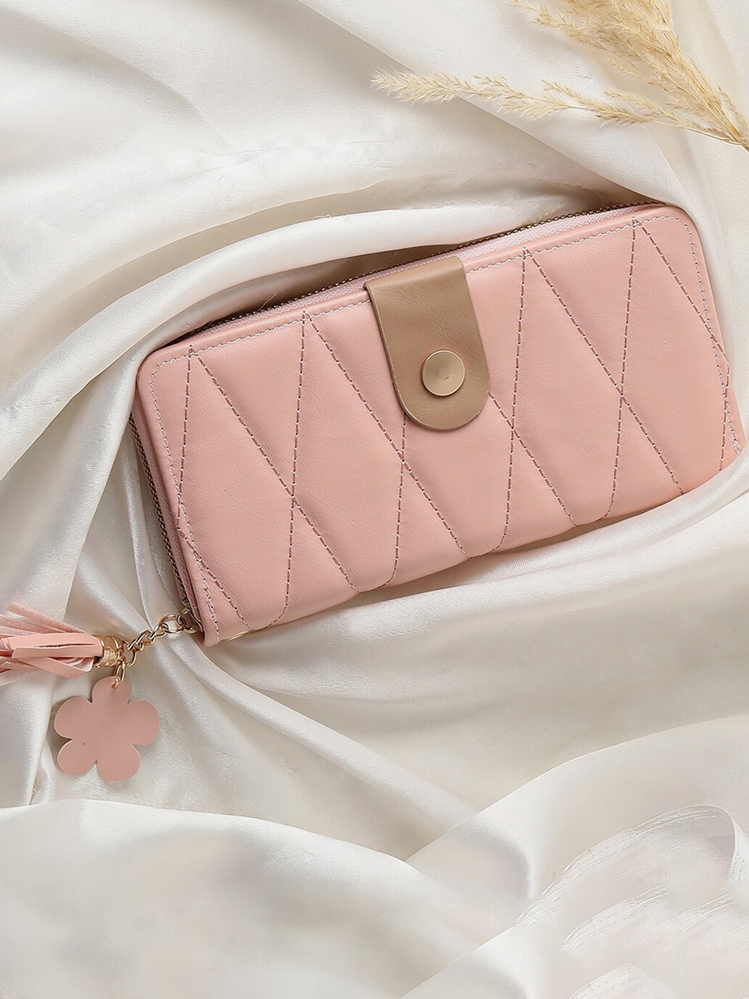 

HAUTE SAUCE by Campus Sutra Women Pink Textured PU Two Fold Wallet